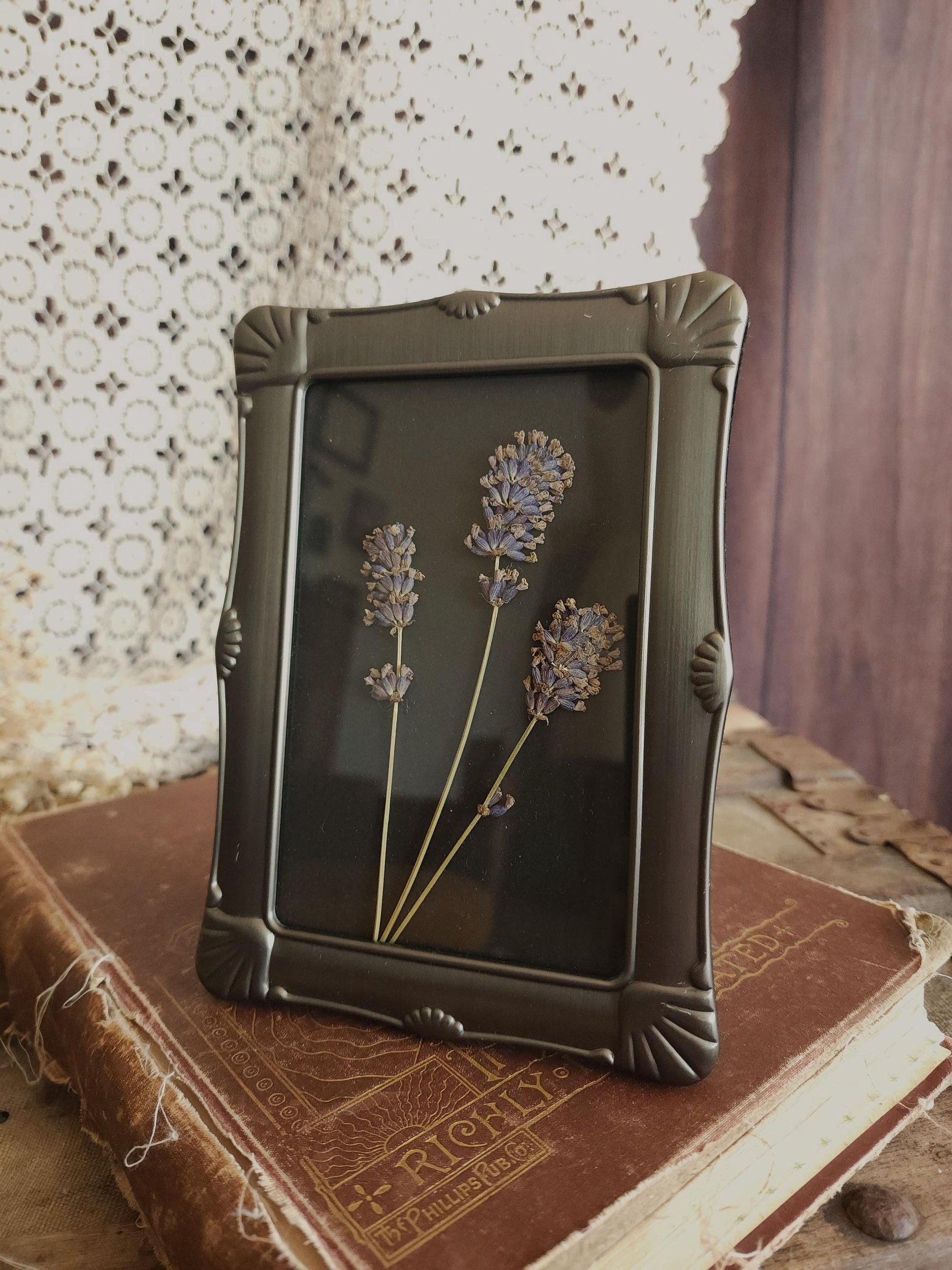 Framed Handmade Pressed Dried Lavender Flowers
