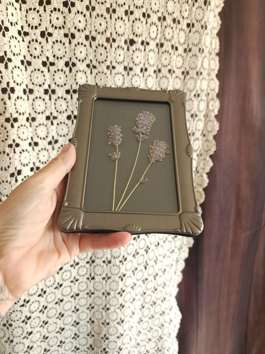 Framed Handmade Pressed Dried Lavender Flowers