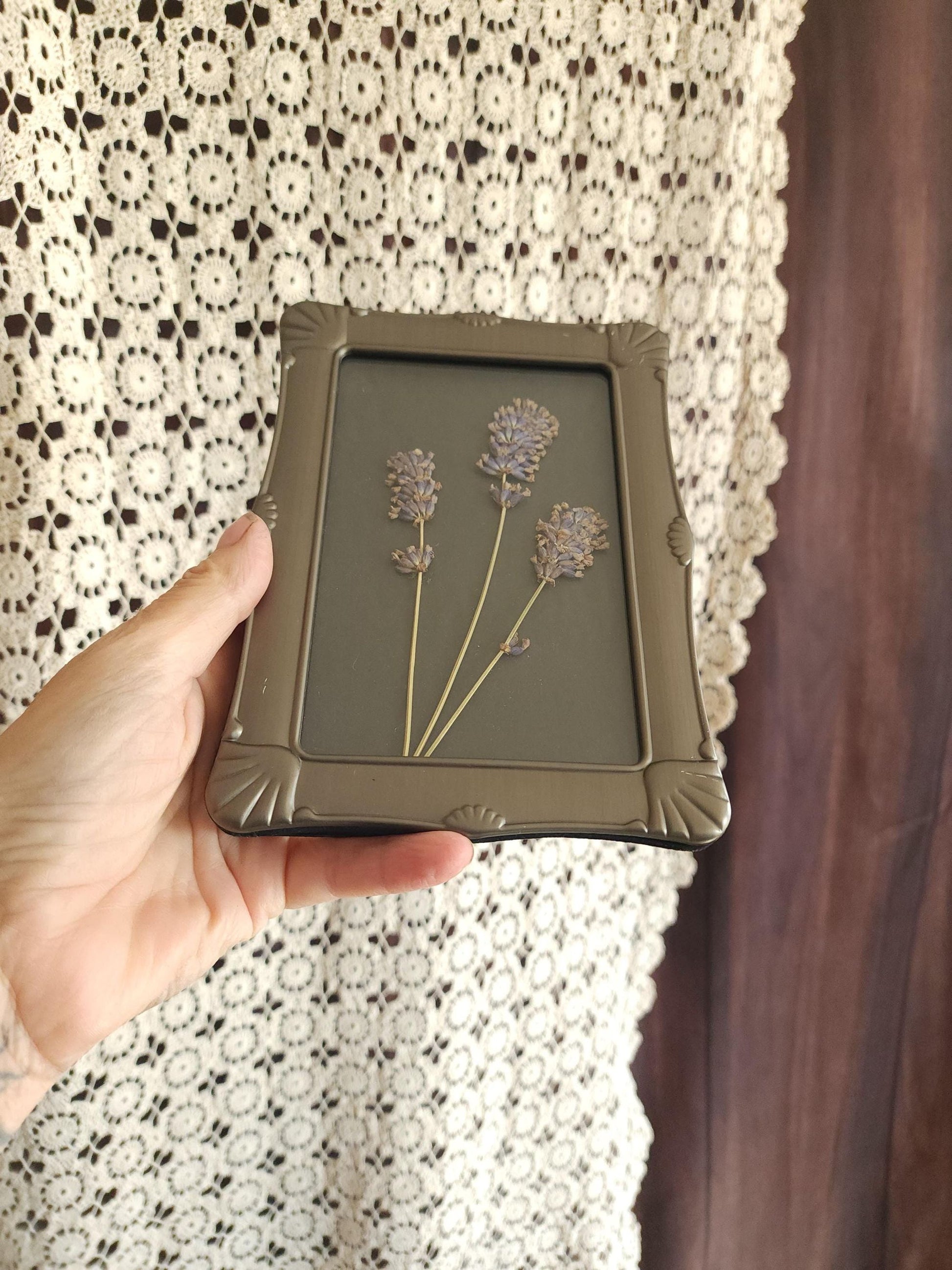 Framed Handmade Pressed Dried Lavender Flowers
