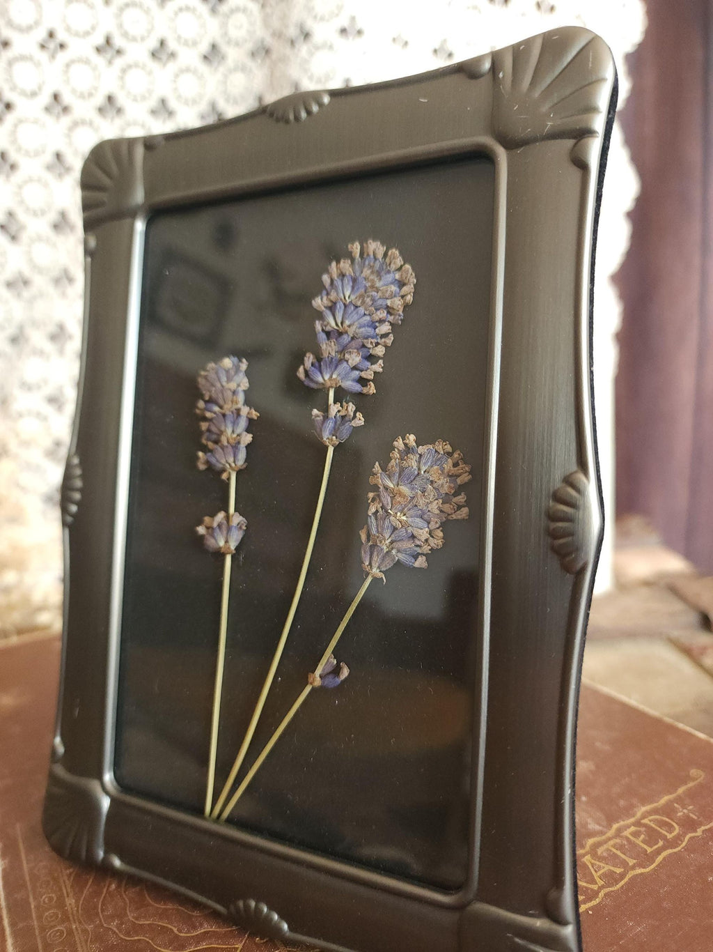 Framed Handmade Pressed Dried Lavender Flowers