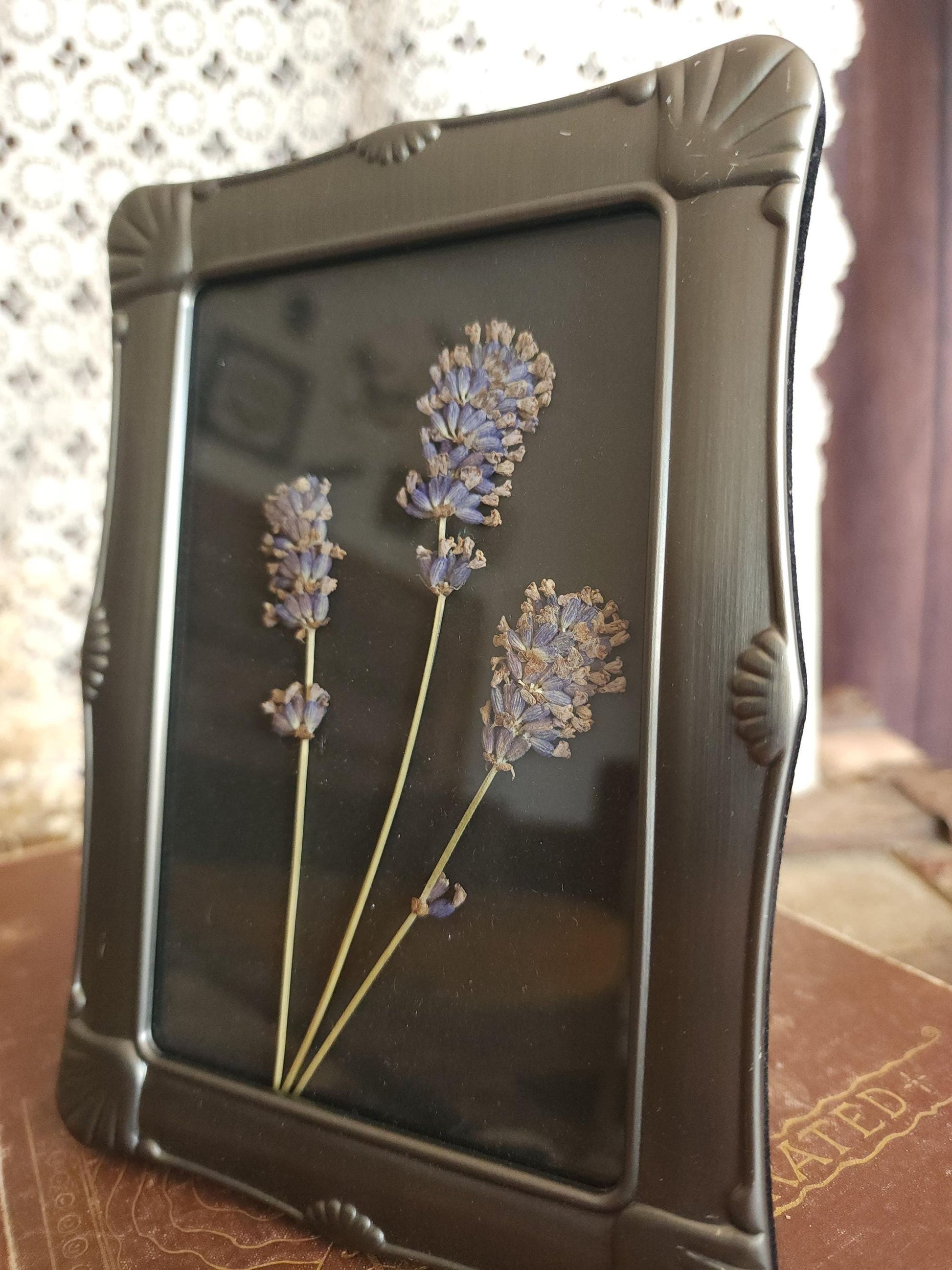 Framed Handmade Pressed Dried Lavender Flowers