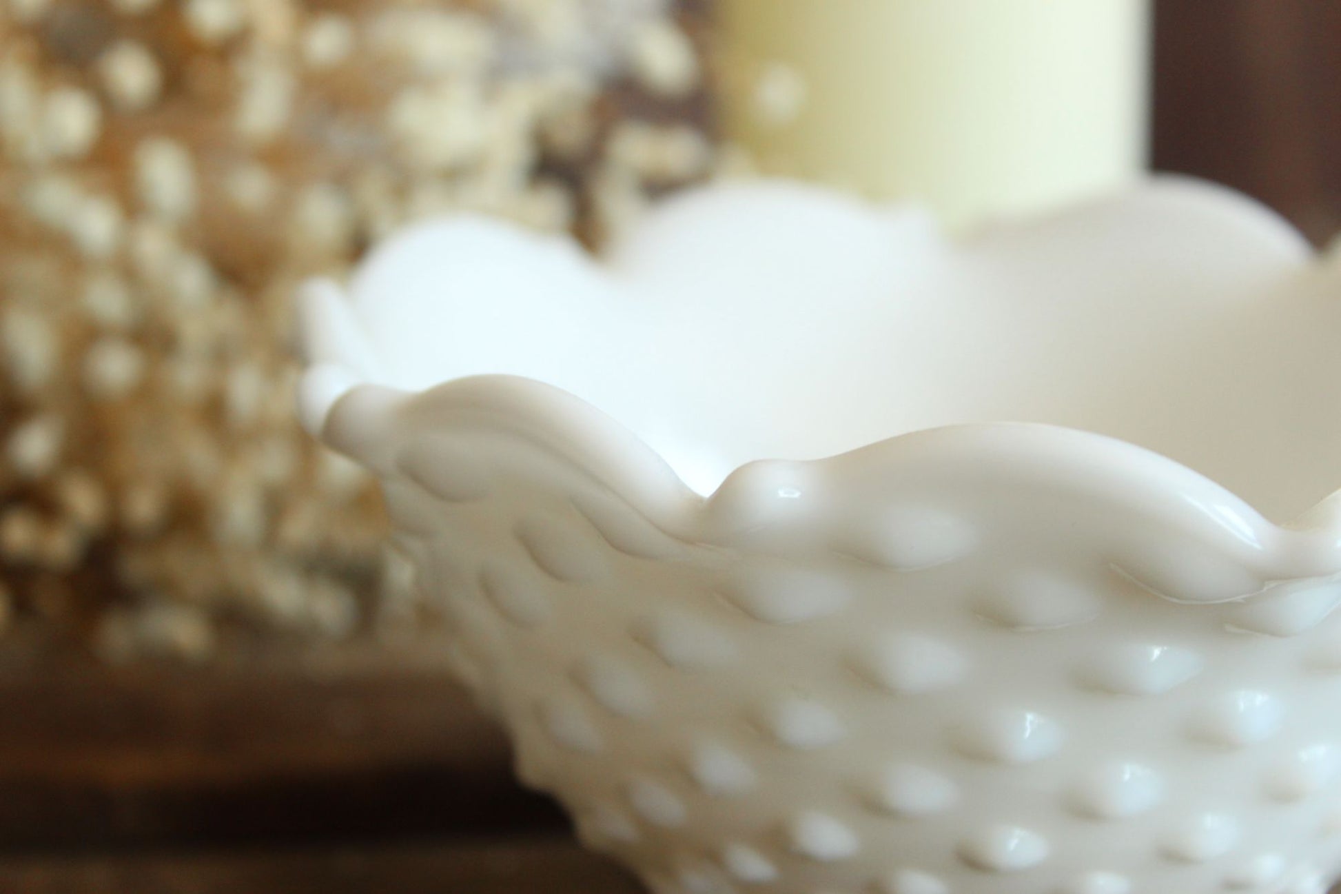 Vintage 1950s Hobnail Milk Glass Bowl
