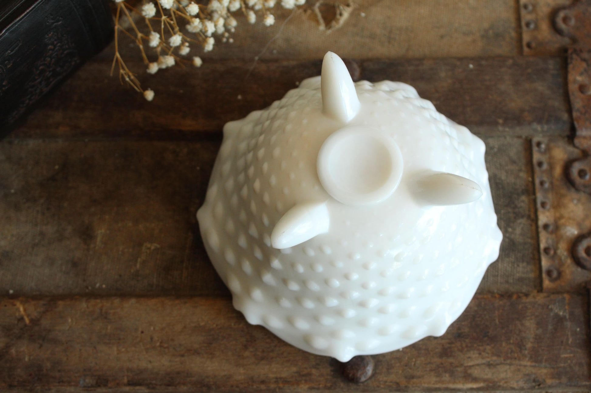 Vintage 1950s Hobnail Milk Glass Bowl