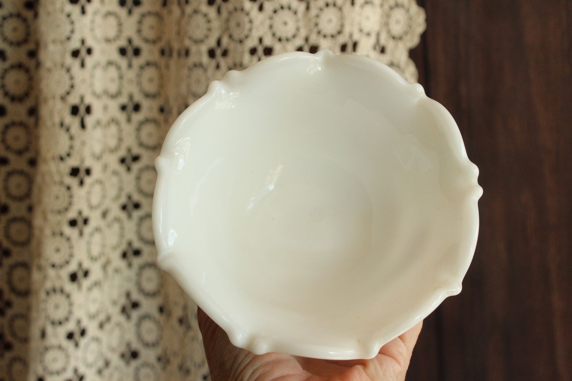 Vintage 1950s Hobnail Milk Glass Bowl