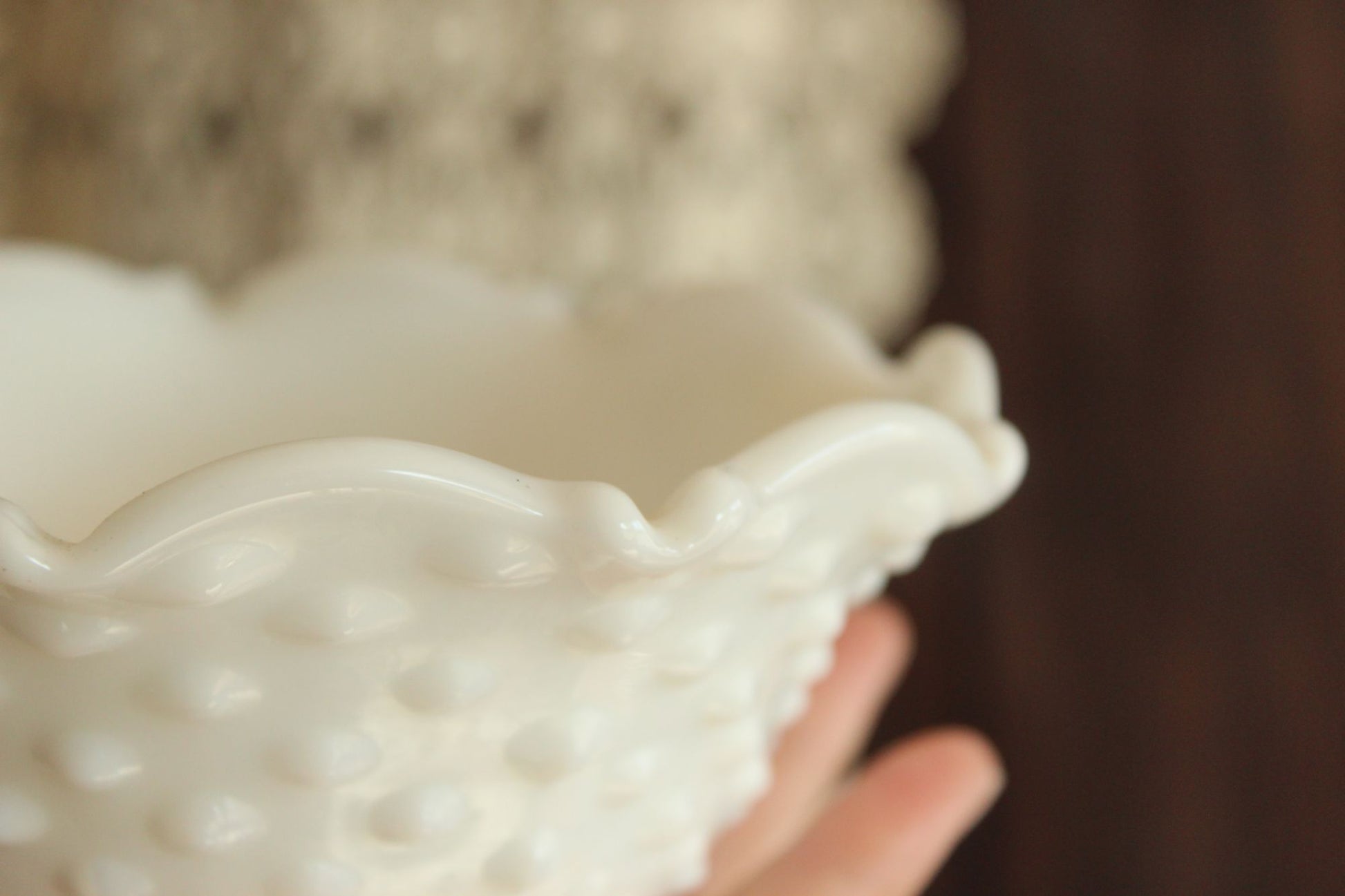 Vintage 1950s Hobnail Milk Glass Bowl