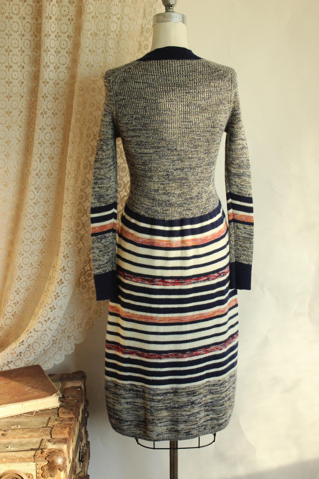 Vintage 1970s Jon Michael Striped Wool Sweater Dress