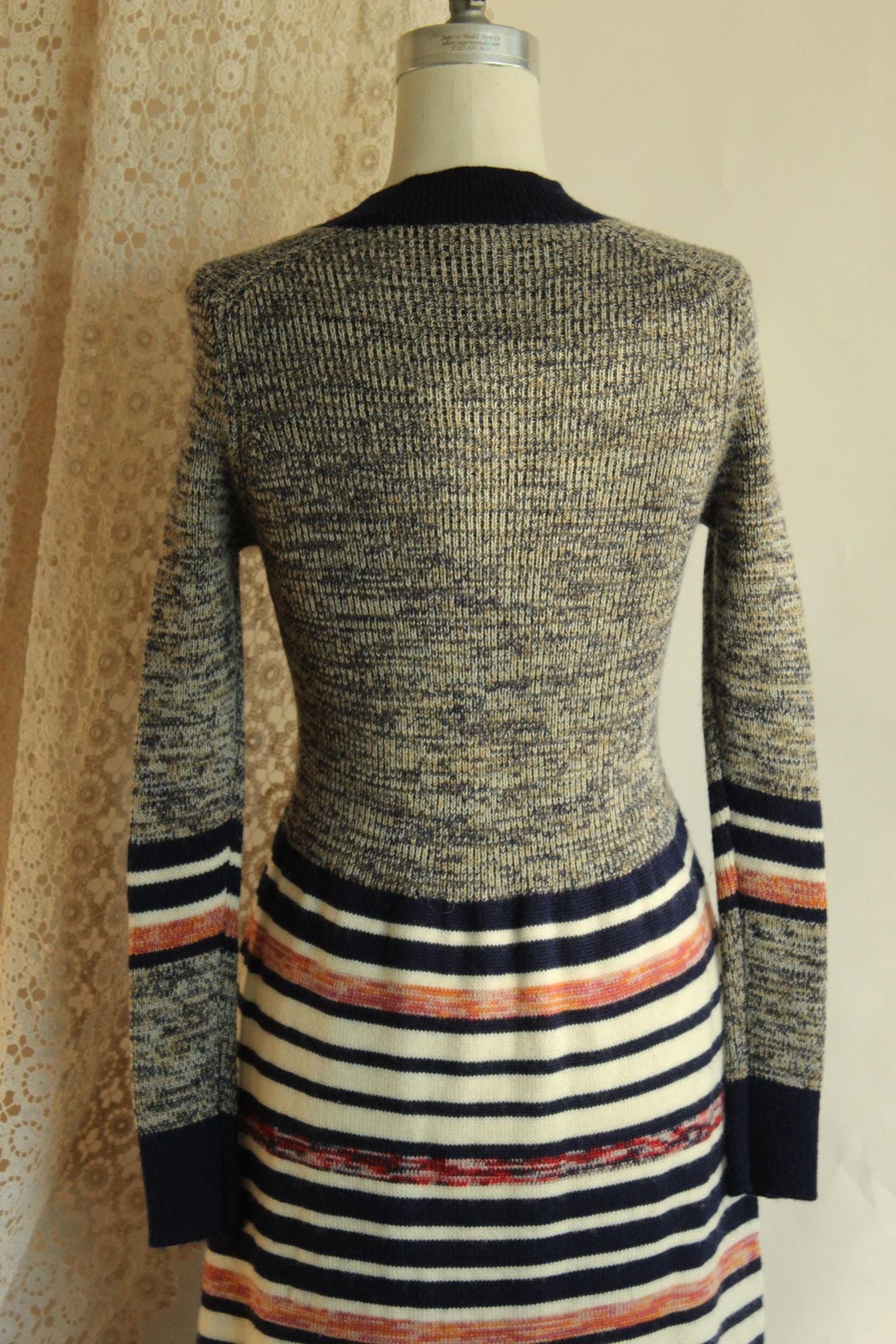 Vintage 1970s Jon Michael Striped Wool Sweater Dress