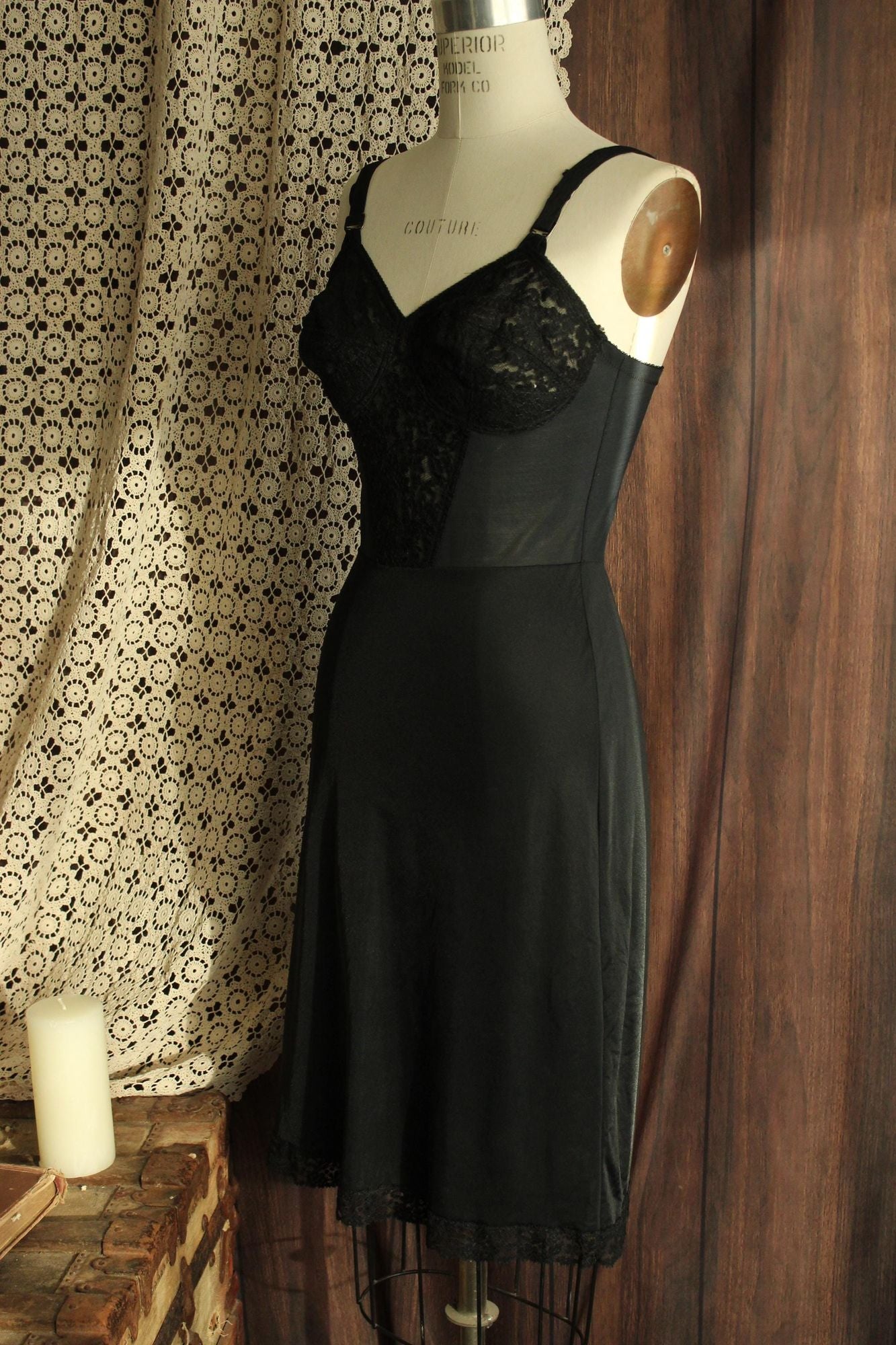 Vintage 1960s Caresse Lingerie Combine Girdle Corselette Slip, Size 36b