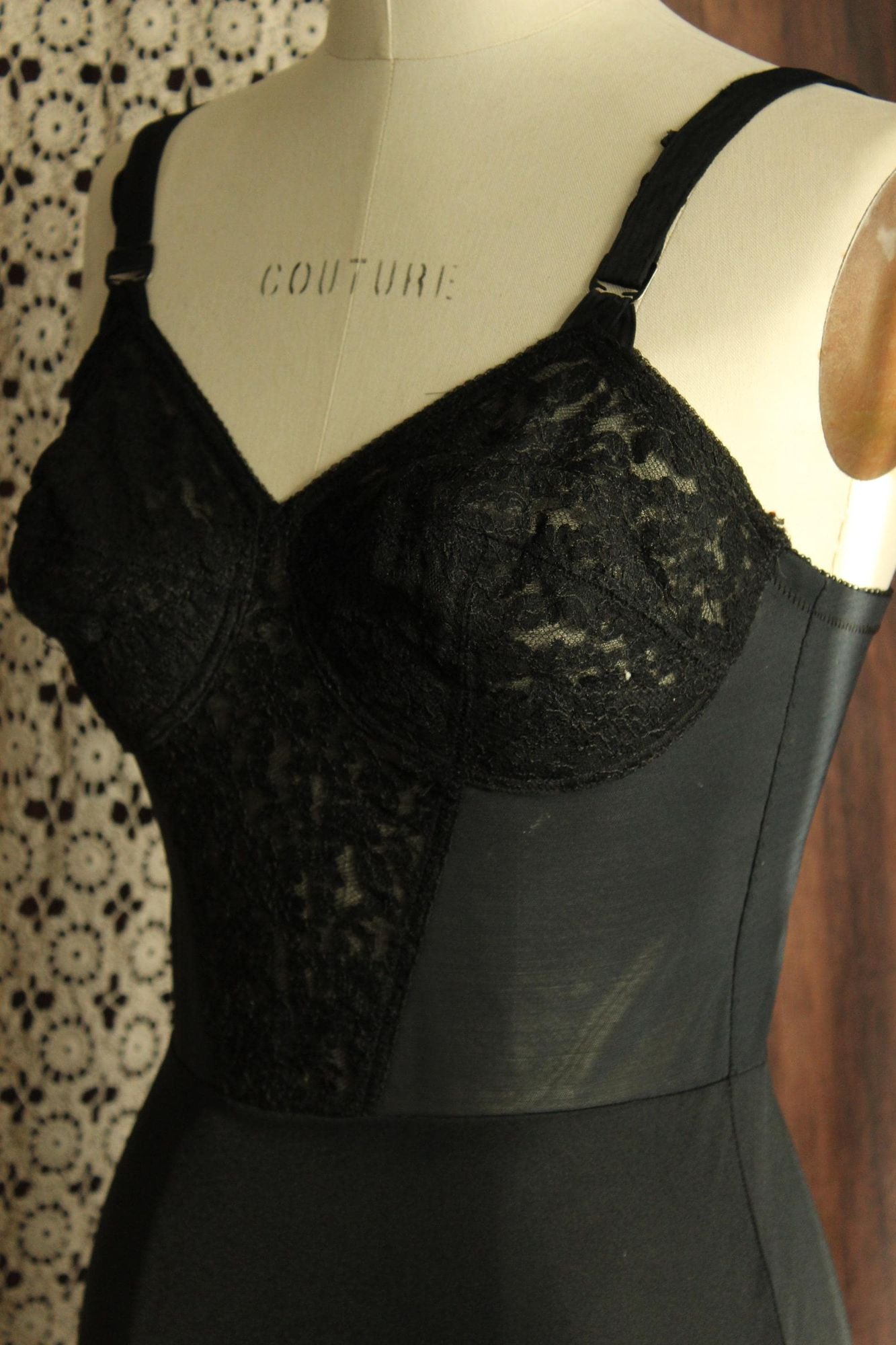 Vintage 1960s Caresse Lingerie Combine Girdle Corselette Slip, Size 36b