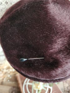 Vintage 1940s 1950s Jaccard Exclusive Brown Felt Pillbox Hat with Brooch and Hatpin