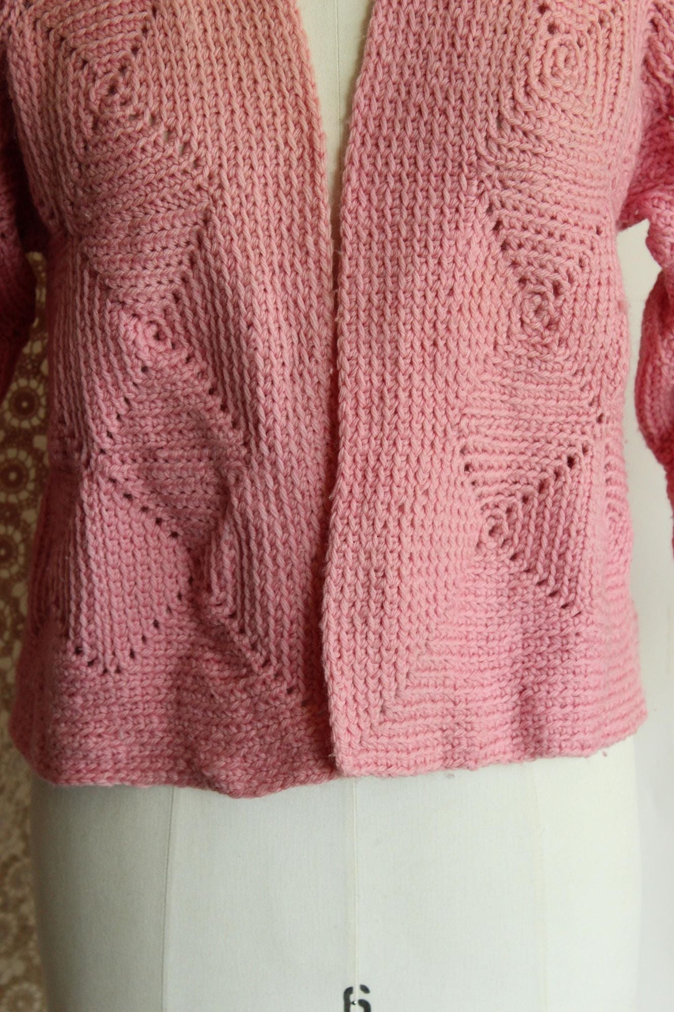 Vintage 1940s Pink Wool Cardigan Sweater,