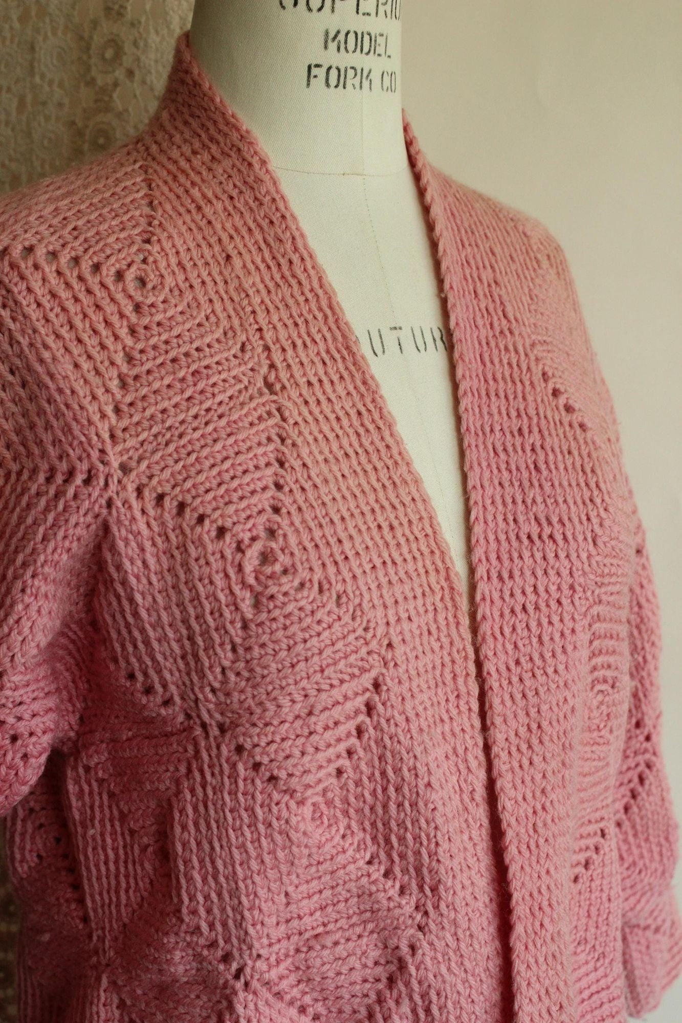 Vintage 1940s Pink Wool Cardigan Sweater,