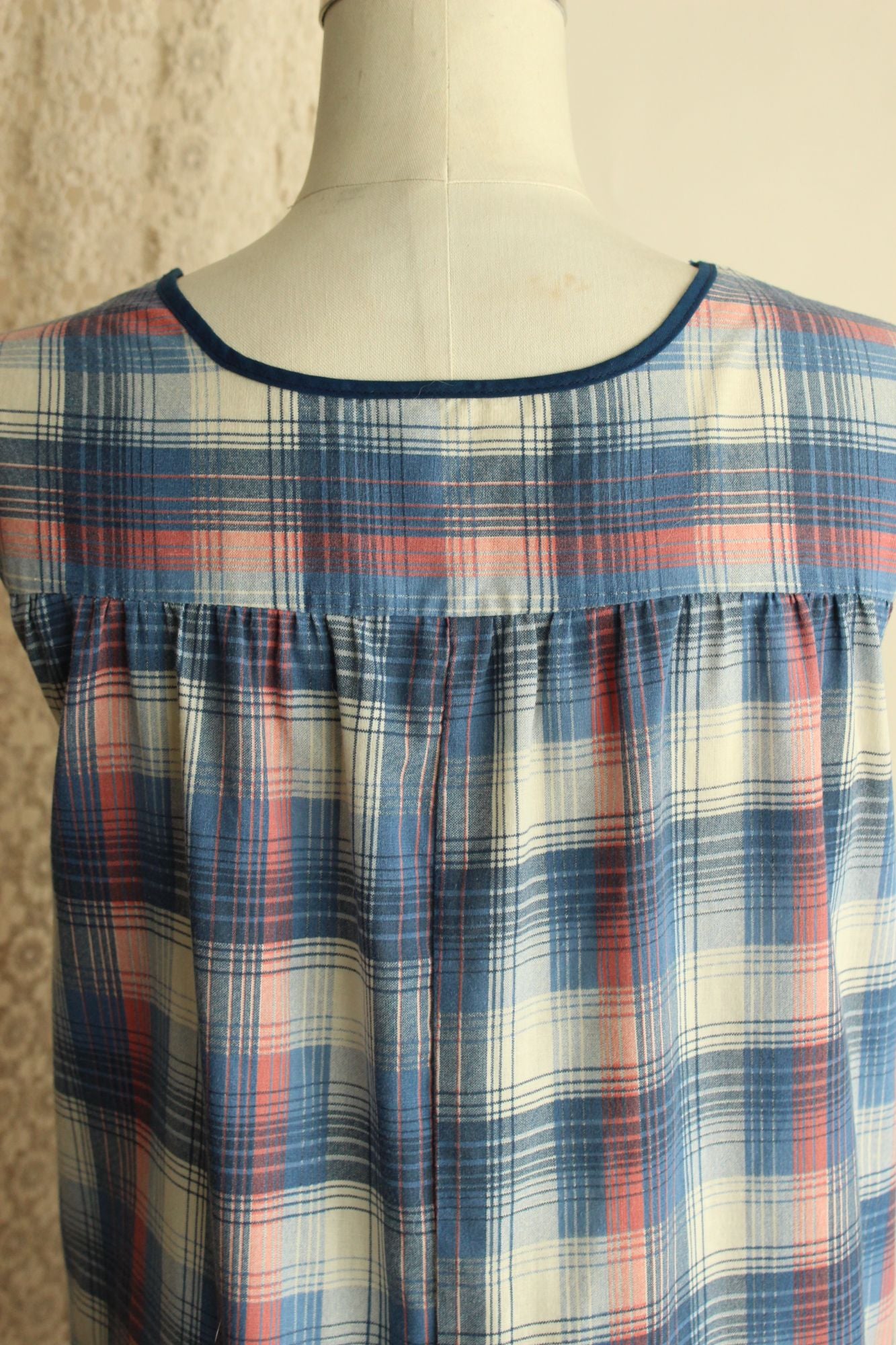 Vintage 1960s 1970s Tartan Shift Dress with Pocket
