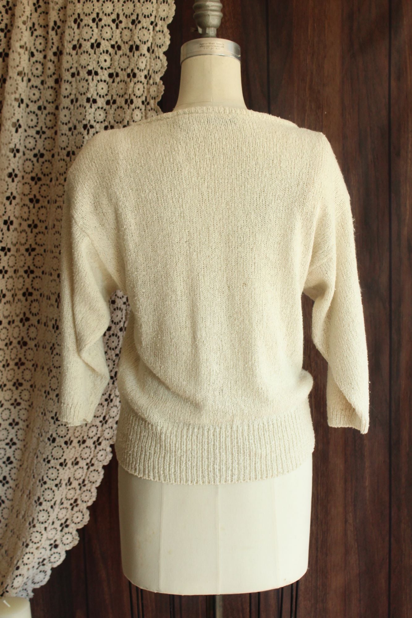 Vintage 1980s Bonnie Boerer Ivory Shoulder with Fringed Beading
