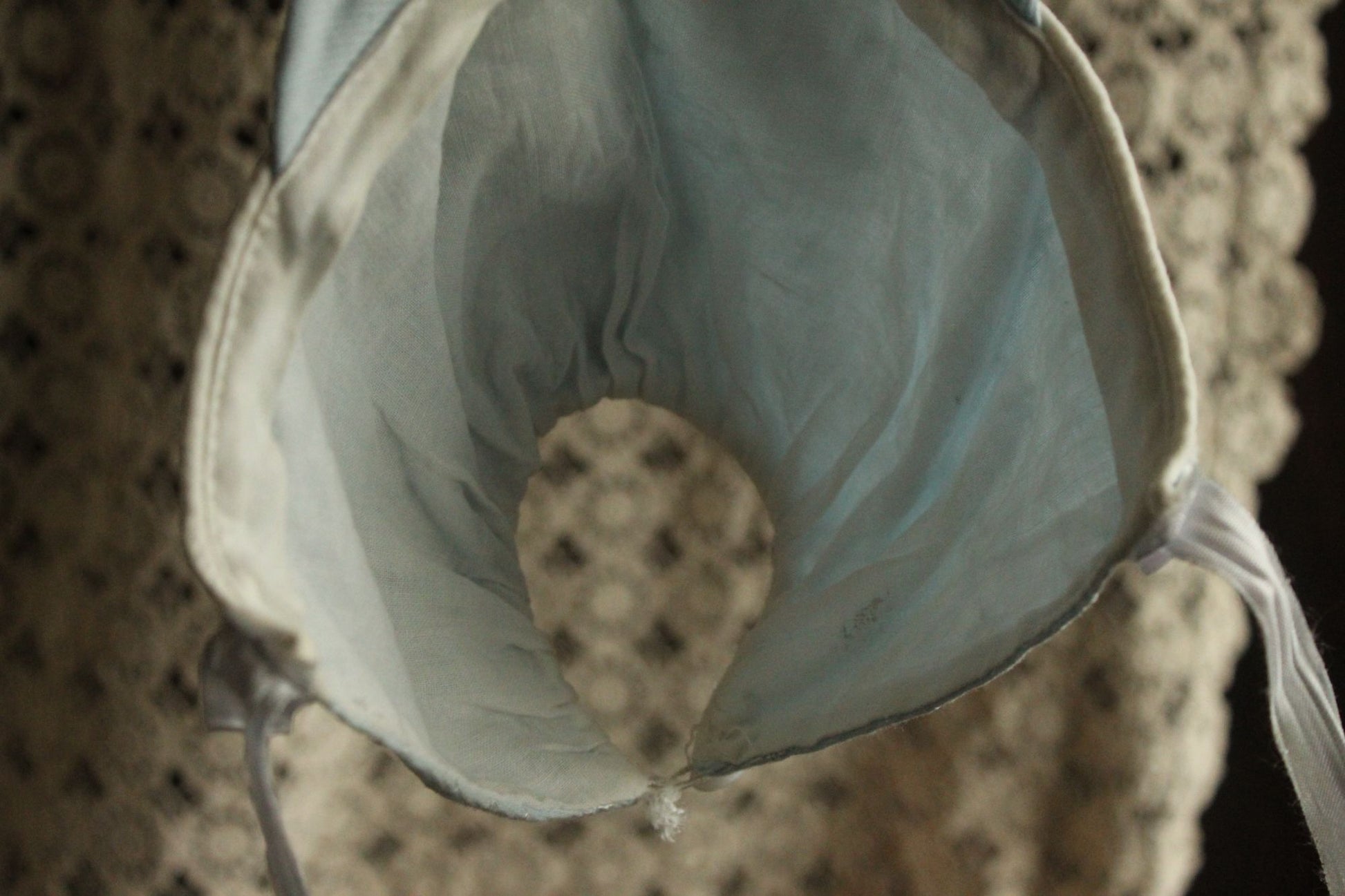 Vintage 1950s Pale Blue Embroidered Cotton Baby Bonnet