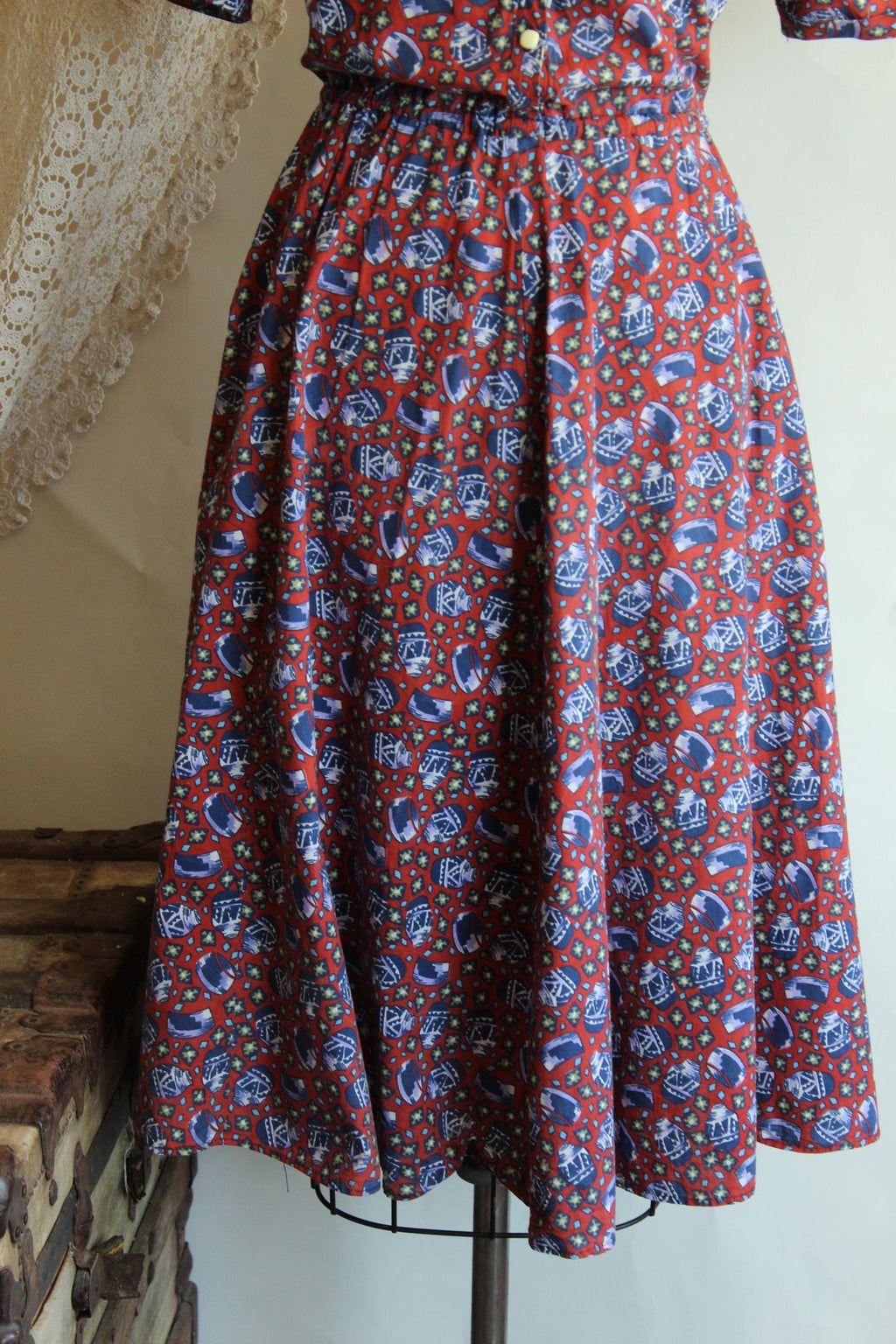 Vintage 1980's Novelty Print Shirtwaist Dress