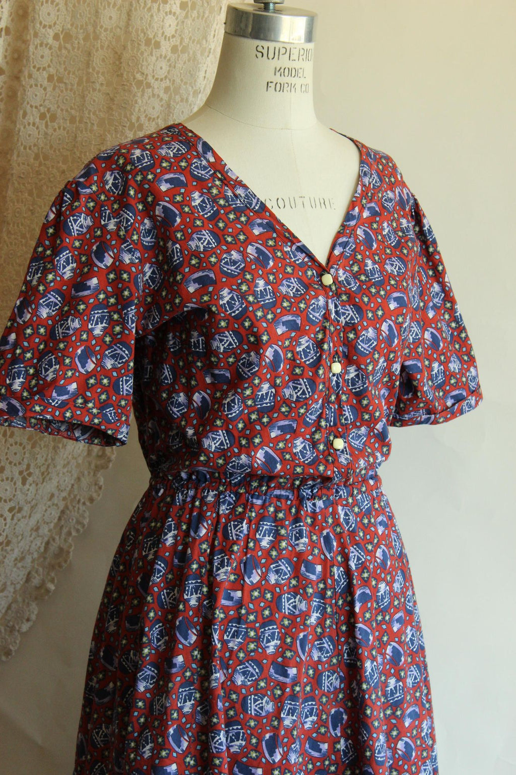 Vintage 1980's Novelty Print Shirtwaist Dress