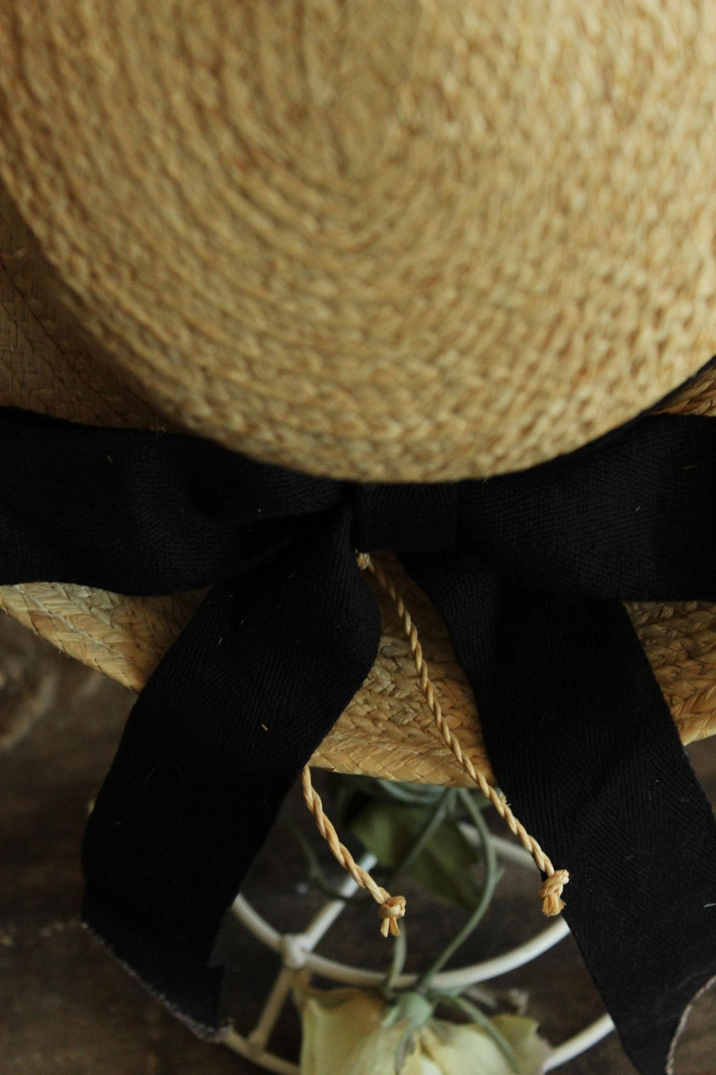 Vintage 1990s 2000s Scala Straw Wide Brimmed Sunhat with Black Ribbon