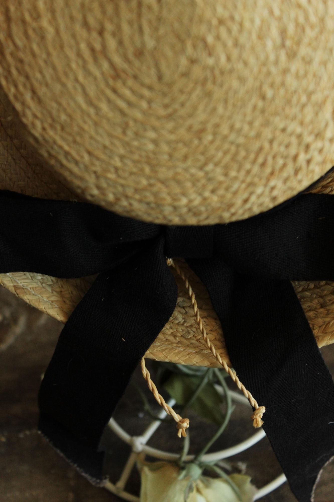 Vintage 1990s 2000s Scala Straw Wide Brimmed Sunhat with Black Ribbon