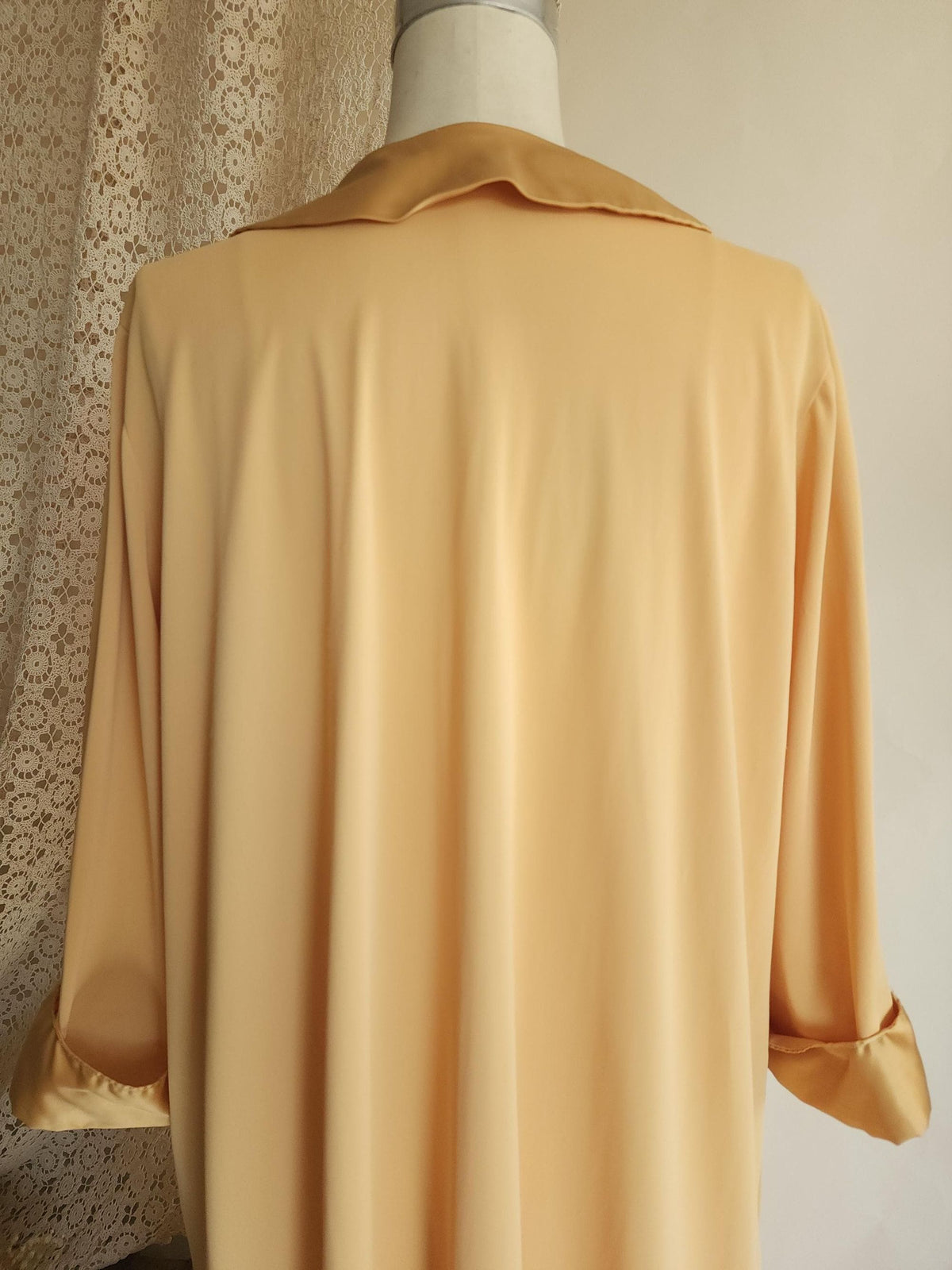 Vintage 1960s Artemis Golden Yellow Robe with Embroidered Peter Pan Collar
