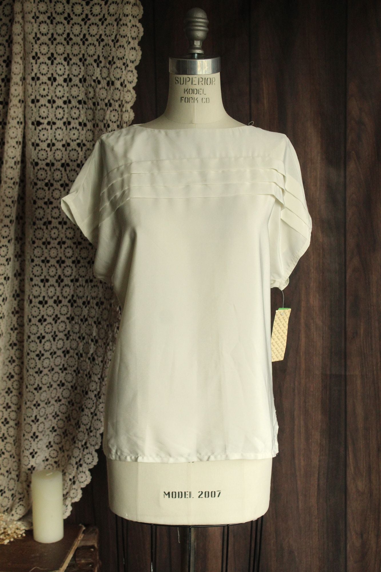 Vintage 1980s NWT Kaki Roberts Winter White Blouse