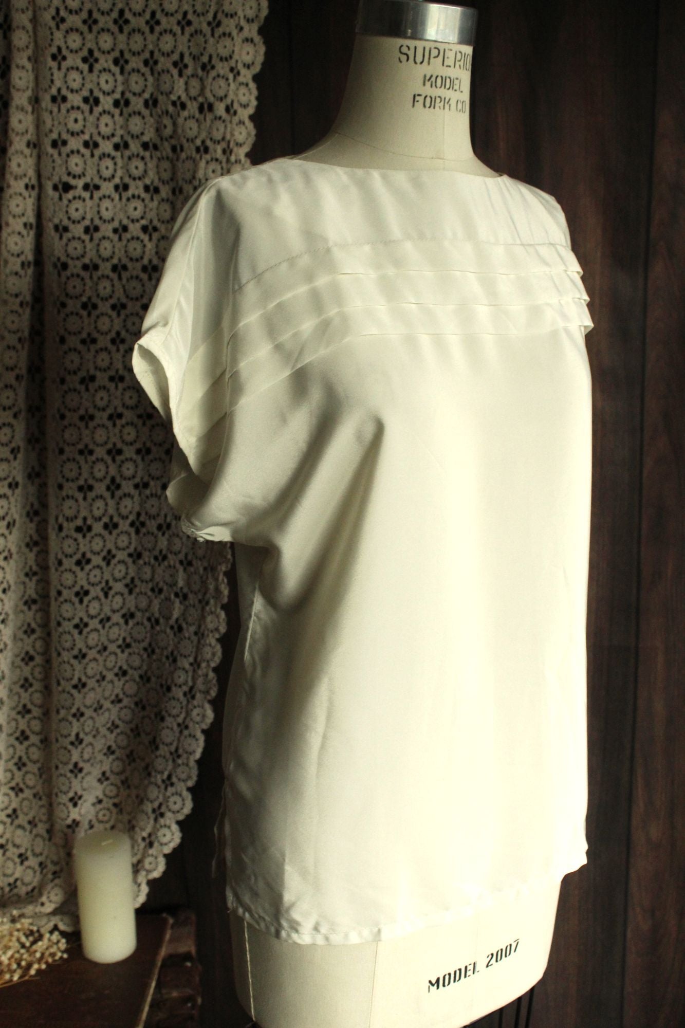 Vintage 1980s NWT Kaki Roberts Winter White Blouse