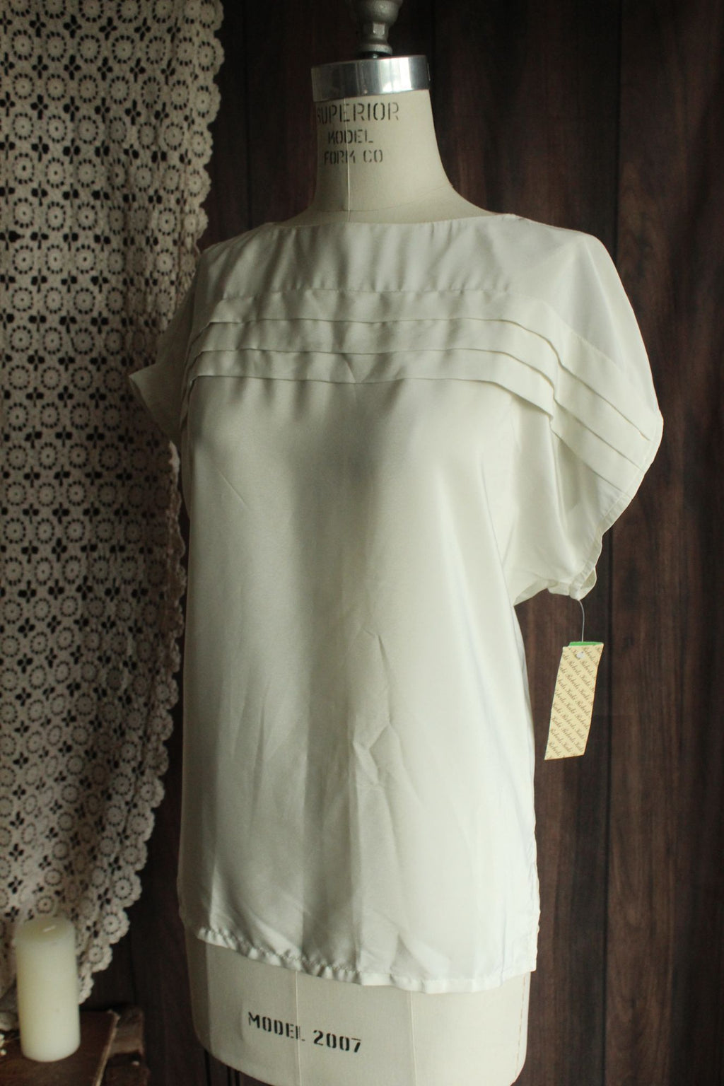 Vintage 1980s NWT Kaki Roberts Winter White Blouse
