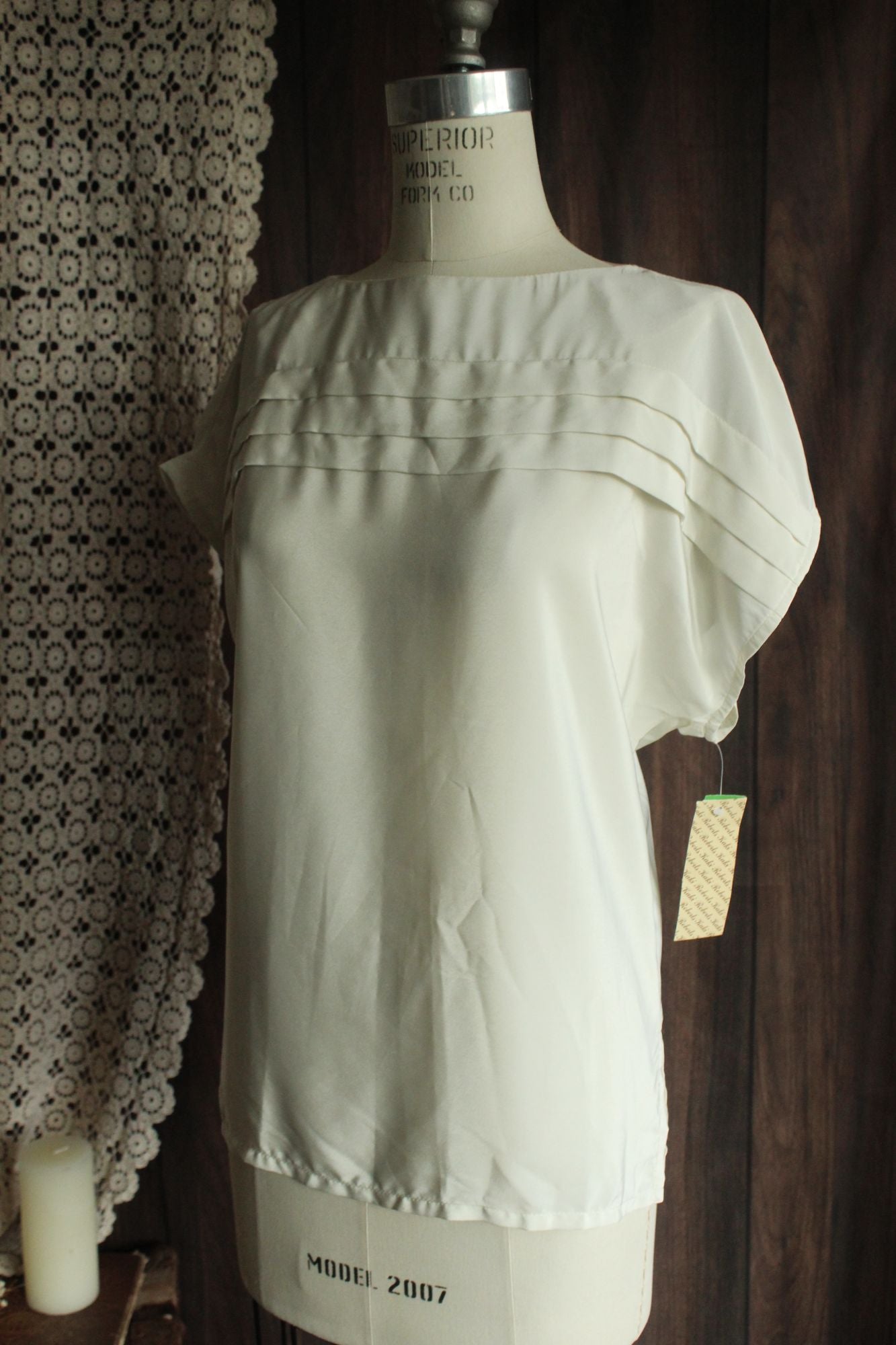Vintage 1980s NWT Kaki Roberts Winter White Blouse
