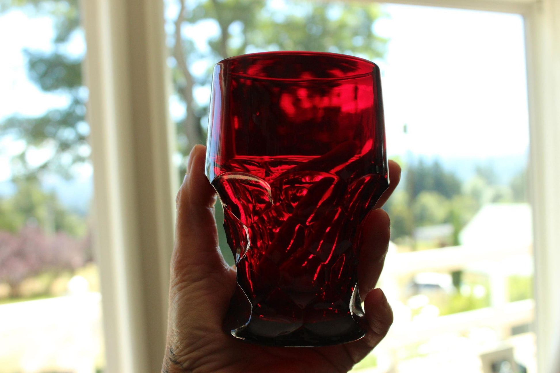 Vintage 1960s 12oz. Anchor Hocking Georgian Royal Ruby Red Tumblers, Set of Six