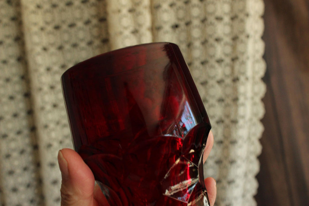 Vintage 1960s 12oz. Anchor Hocking Georgian Royal Ruby Red Tumblers, Set of Six