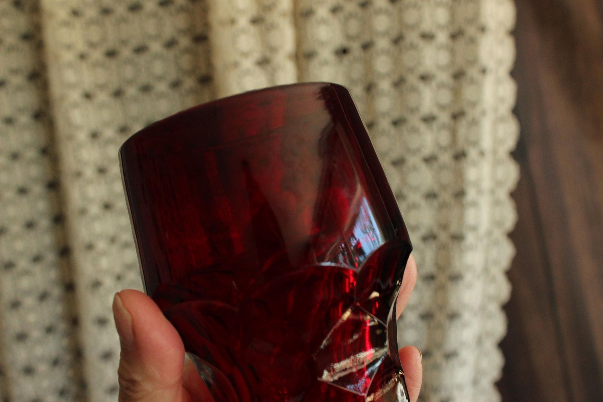 Vintage 1960s 12oz. Anchor Hocking Georgian Royal Ruby Red Tumblers, Set of Six