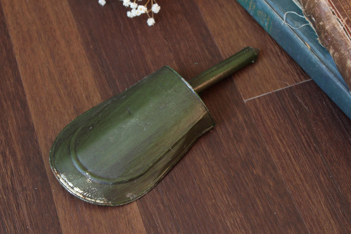 Vintage 1800s Painted Metal Scoop with Hand Painted Folk Art