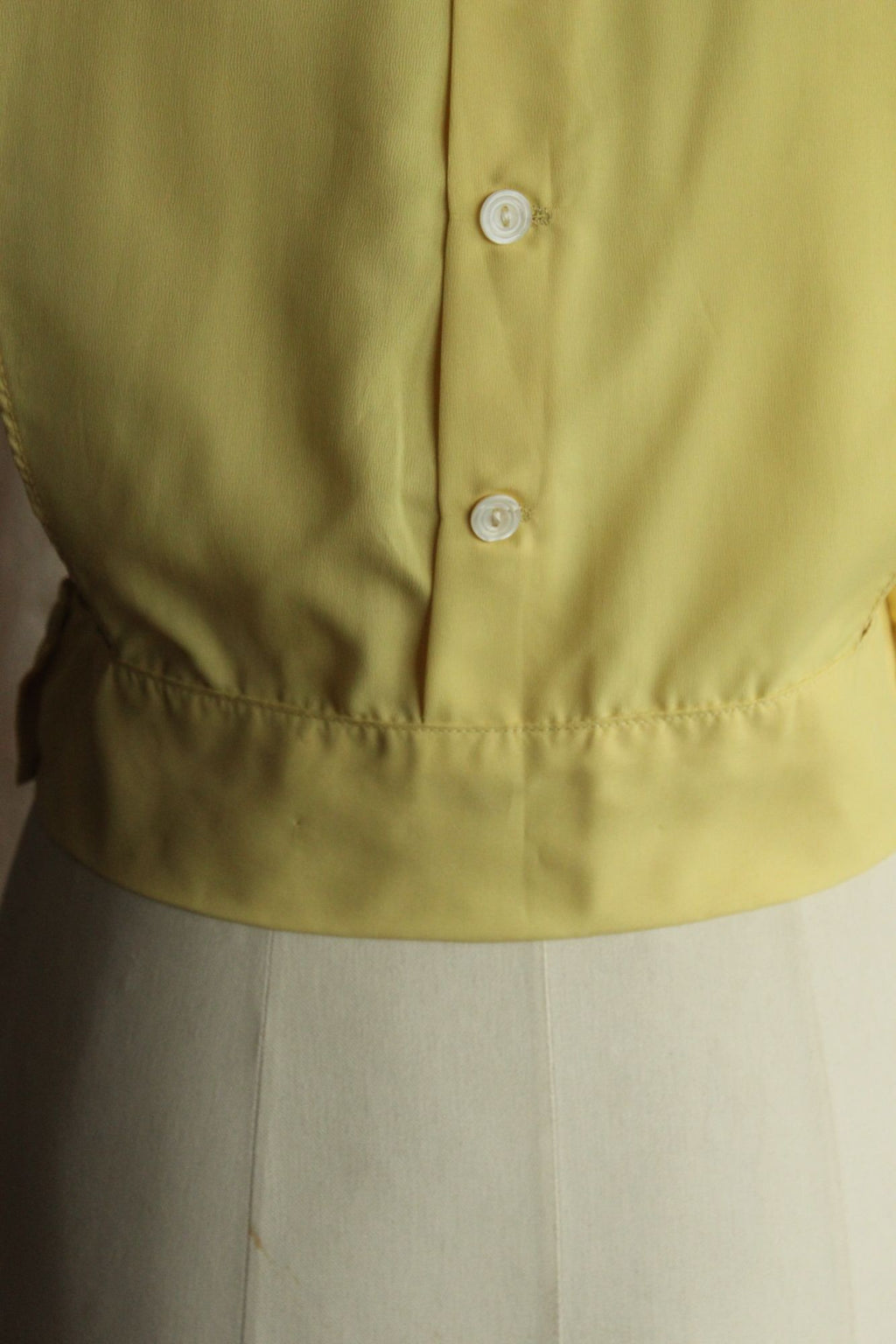 Vintage 1950s Yellow Blouse Front Dickie with Pintucks