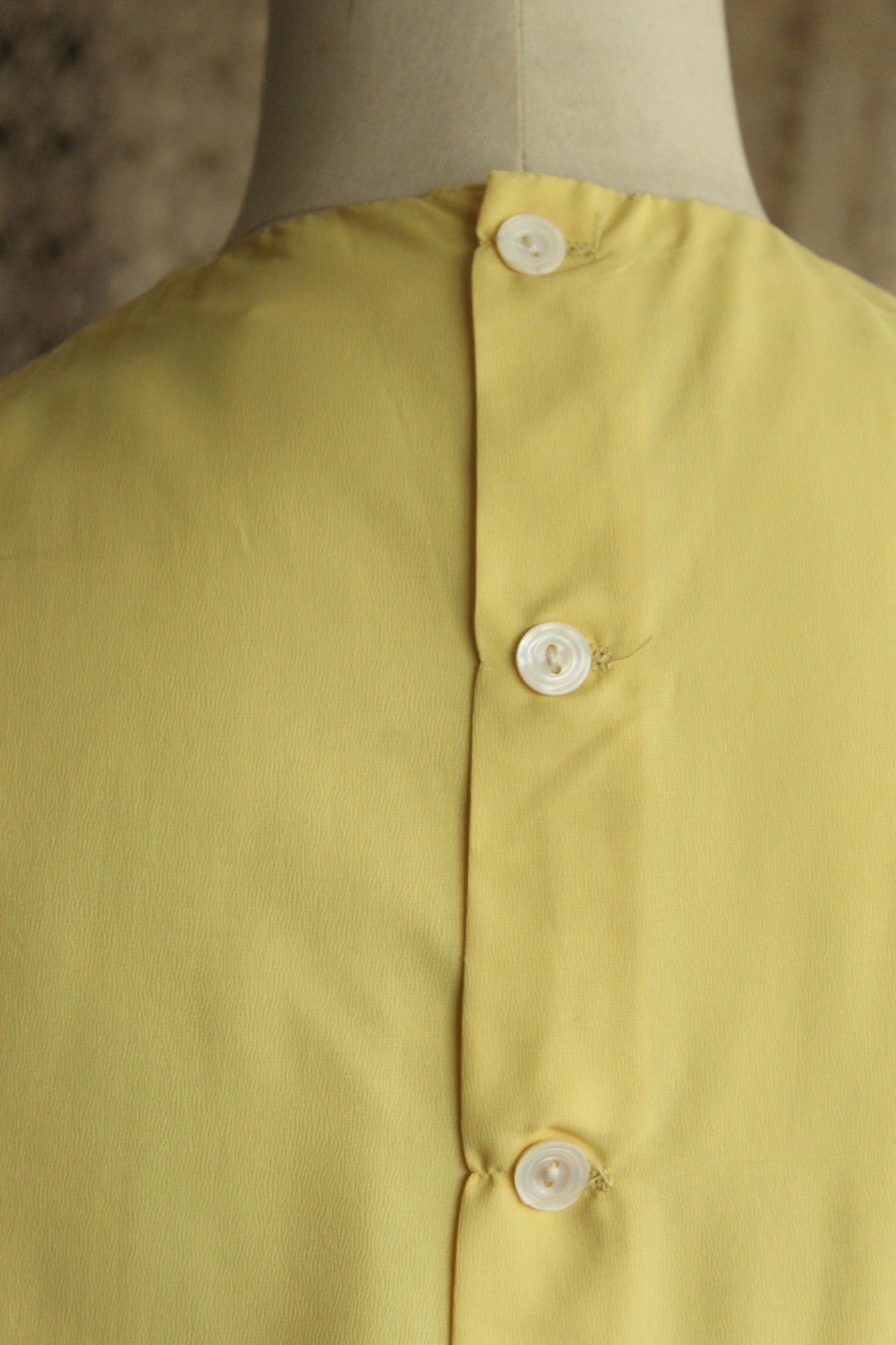 Vintage 1950s Yellow Blouse Front Dickie with Pintucks