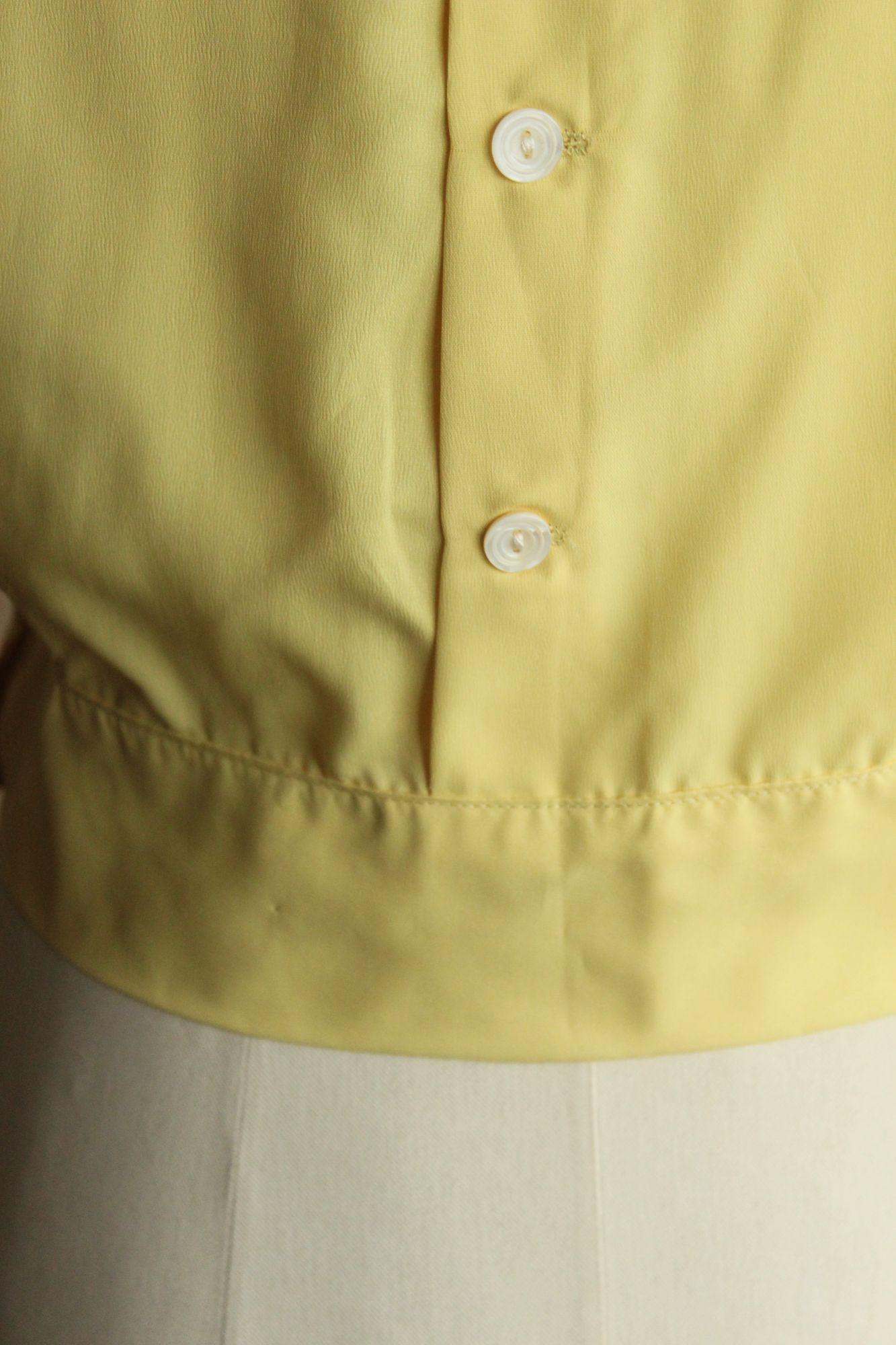 Vintage 1950s Yellow Blouse Front Dickie with Pintucks