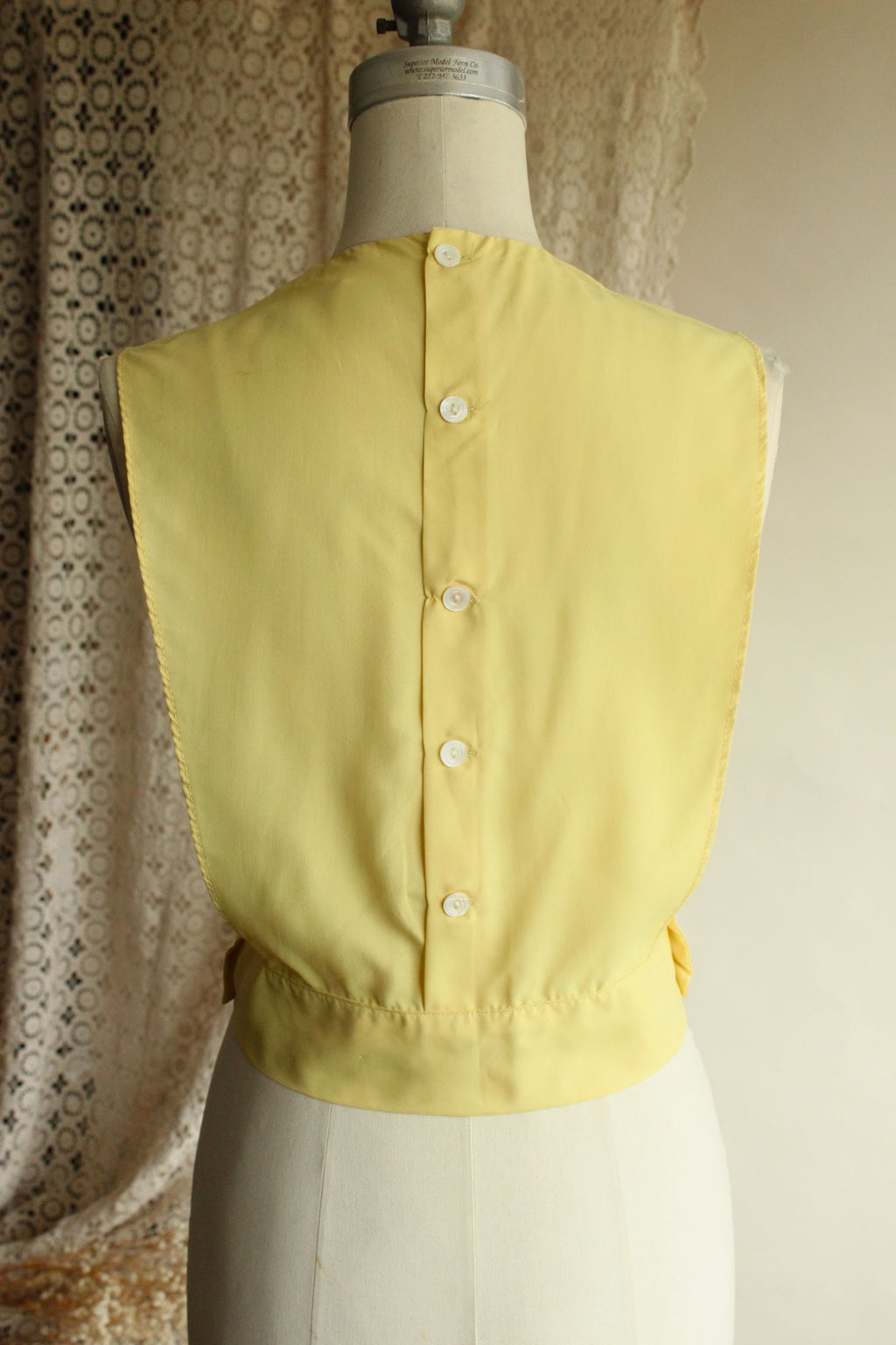 Vintage 1950s Yellow Blouse Front Dickie with Pintucks