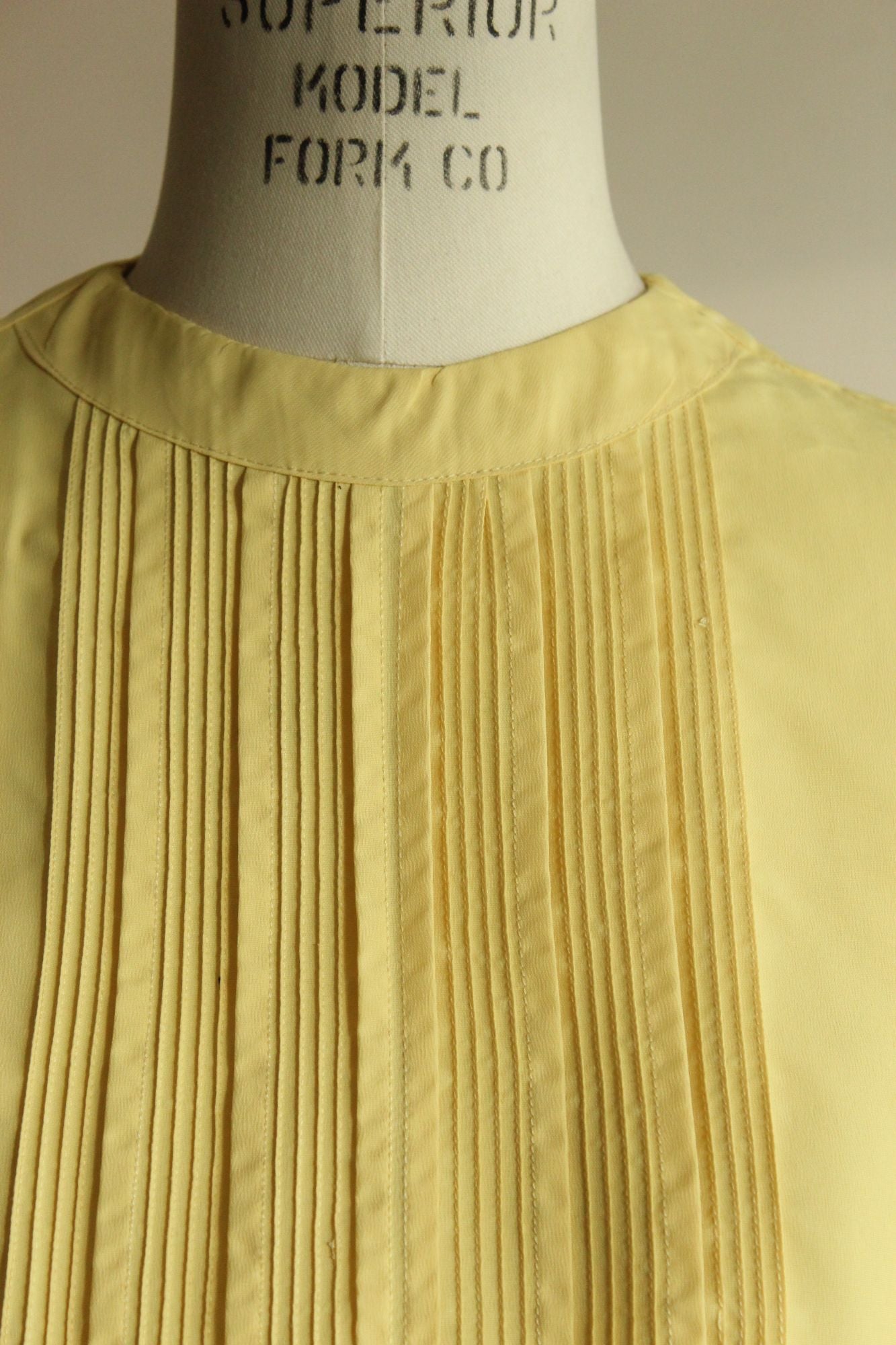 Vintage 1950s Yellow Blouse Front Dickie with Pintucks