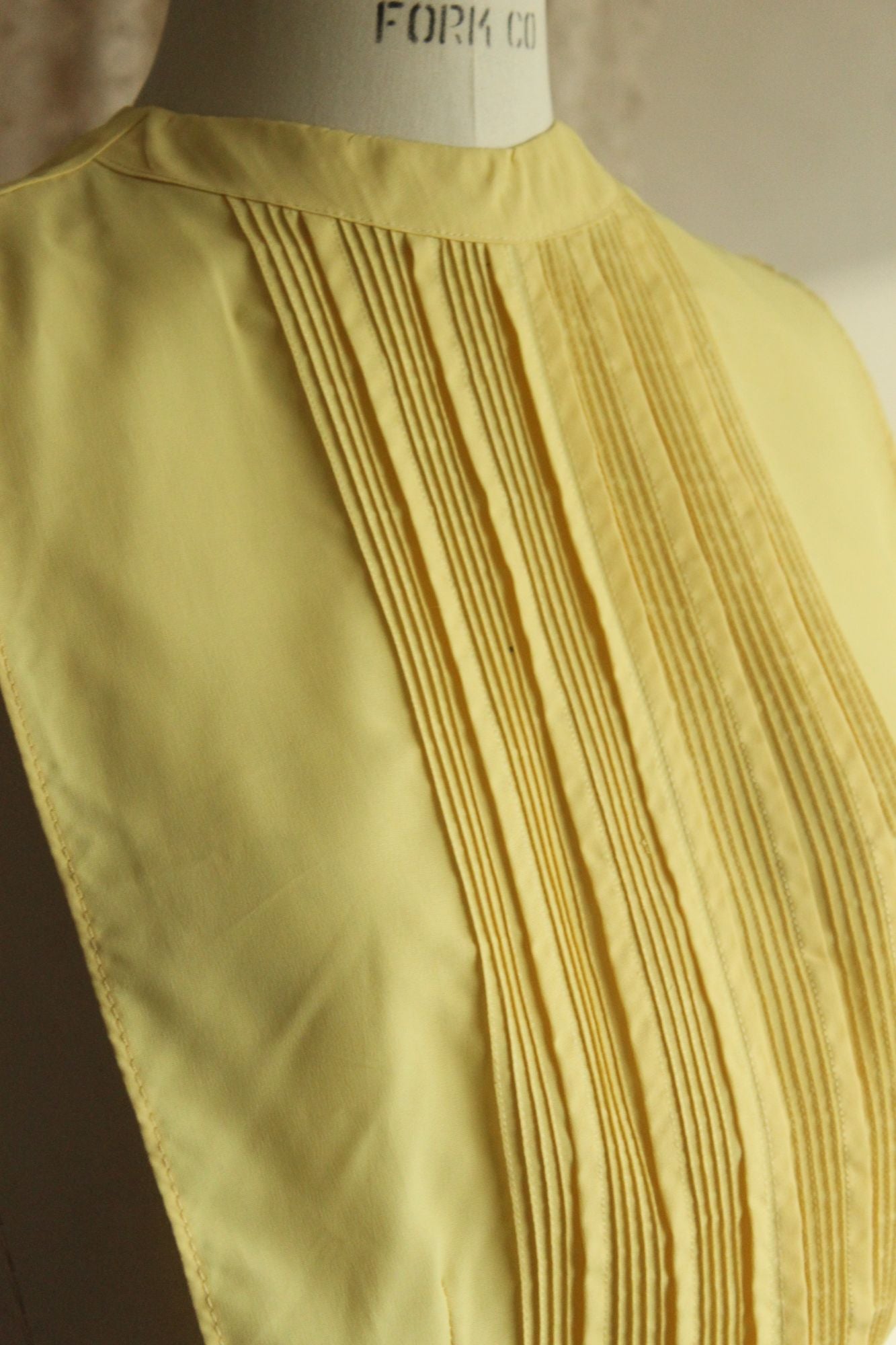 Vintage 1950s Yellow Blouse Front Dickie with Pintucks