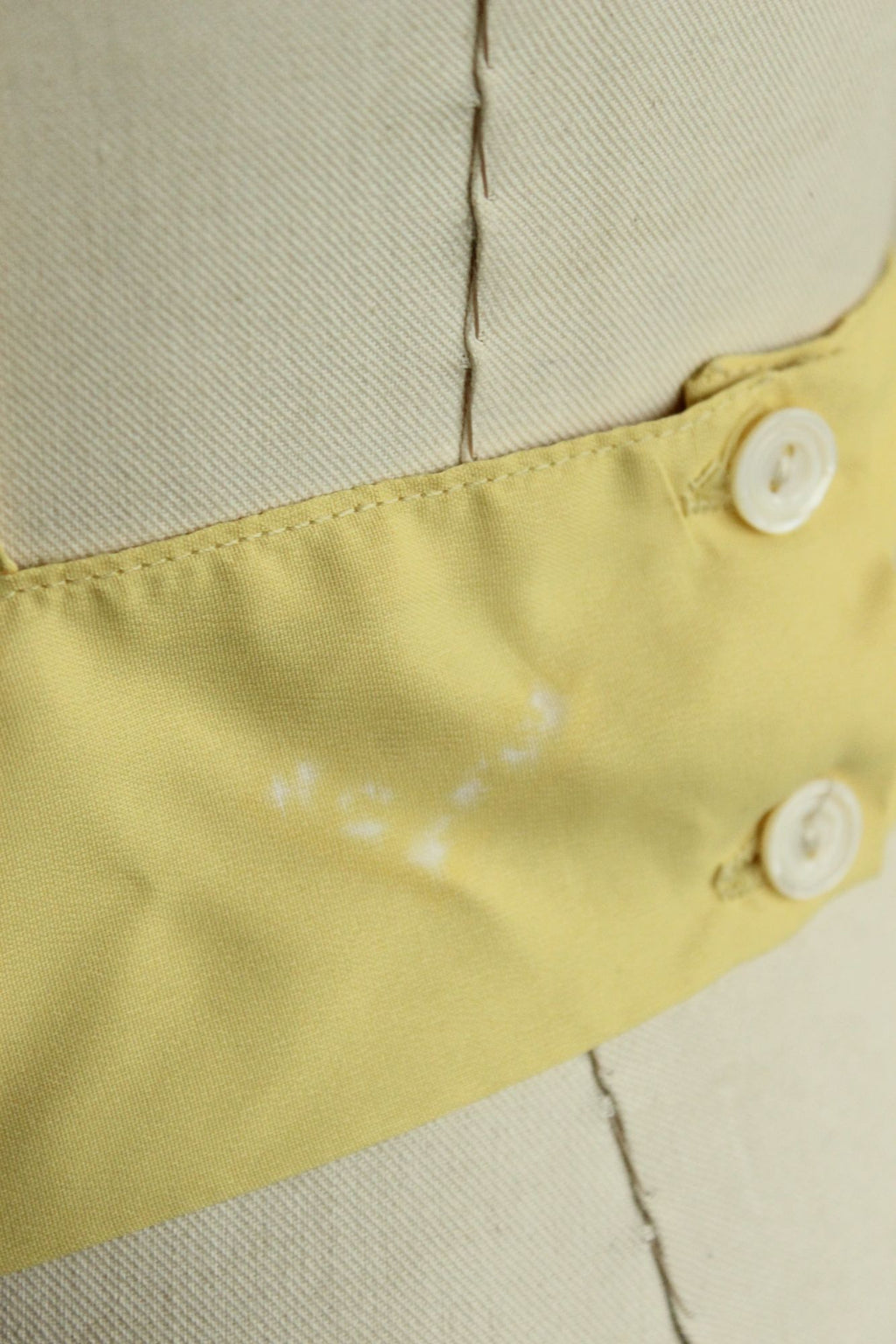 Vintage 1950s Yellow Blouse Front Dickie with Pintucks