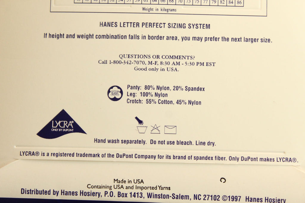 Vintage 1980s 1990s New Hanes Too Control Top Day Sheer Pantyhose