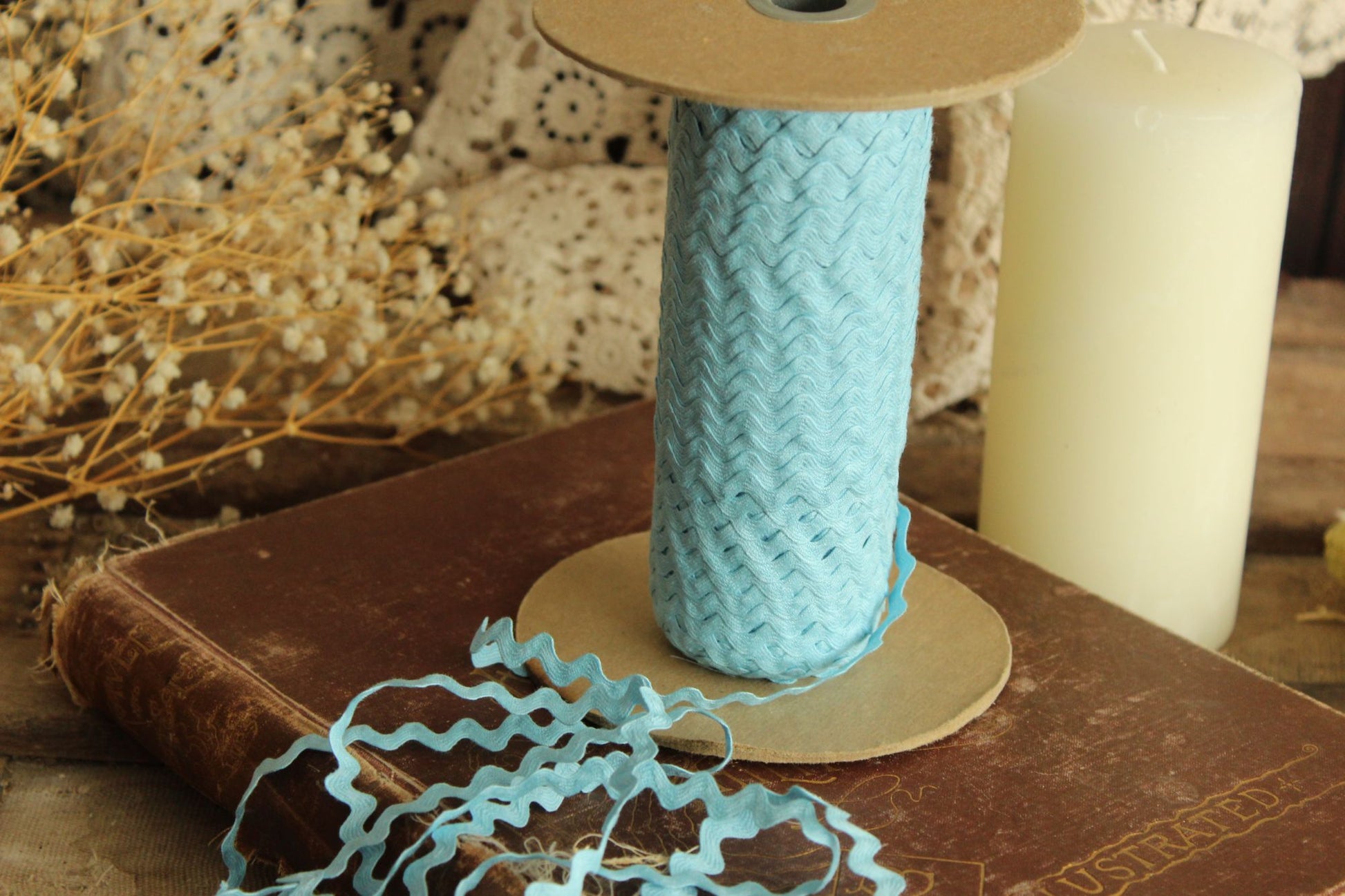 Vintage 1960s Blue Ric Rac Trim