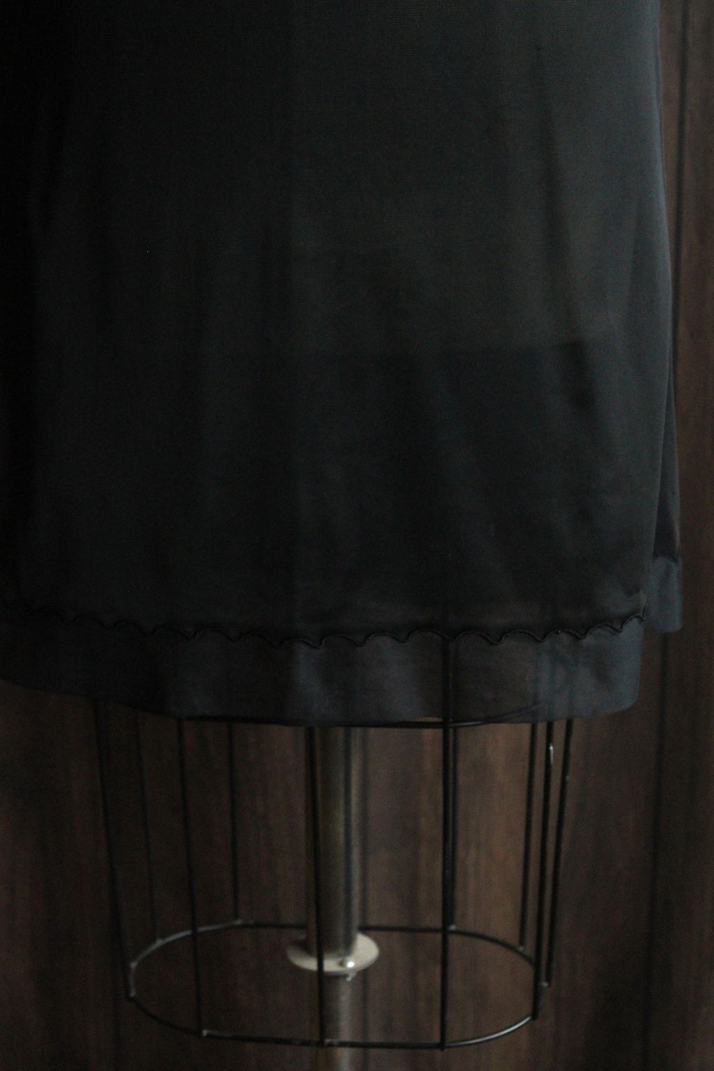 Vintage 1960s 1970s Carol Brent Black Nylon Half Slip with Shamrock