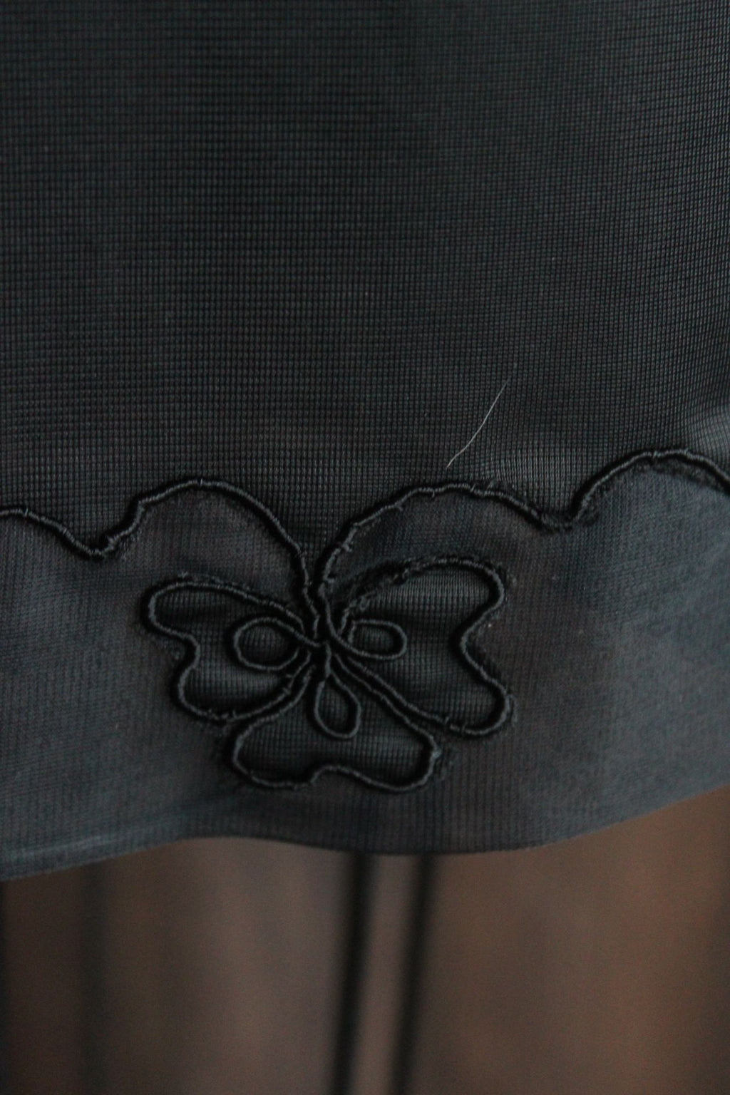 Vintage 1960s 1970s Carol Brent Black Nylon Half Slip with Shamrock