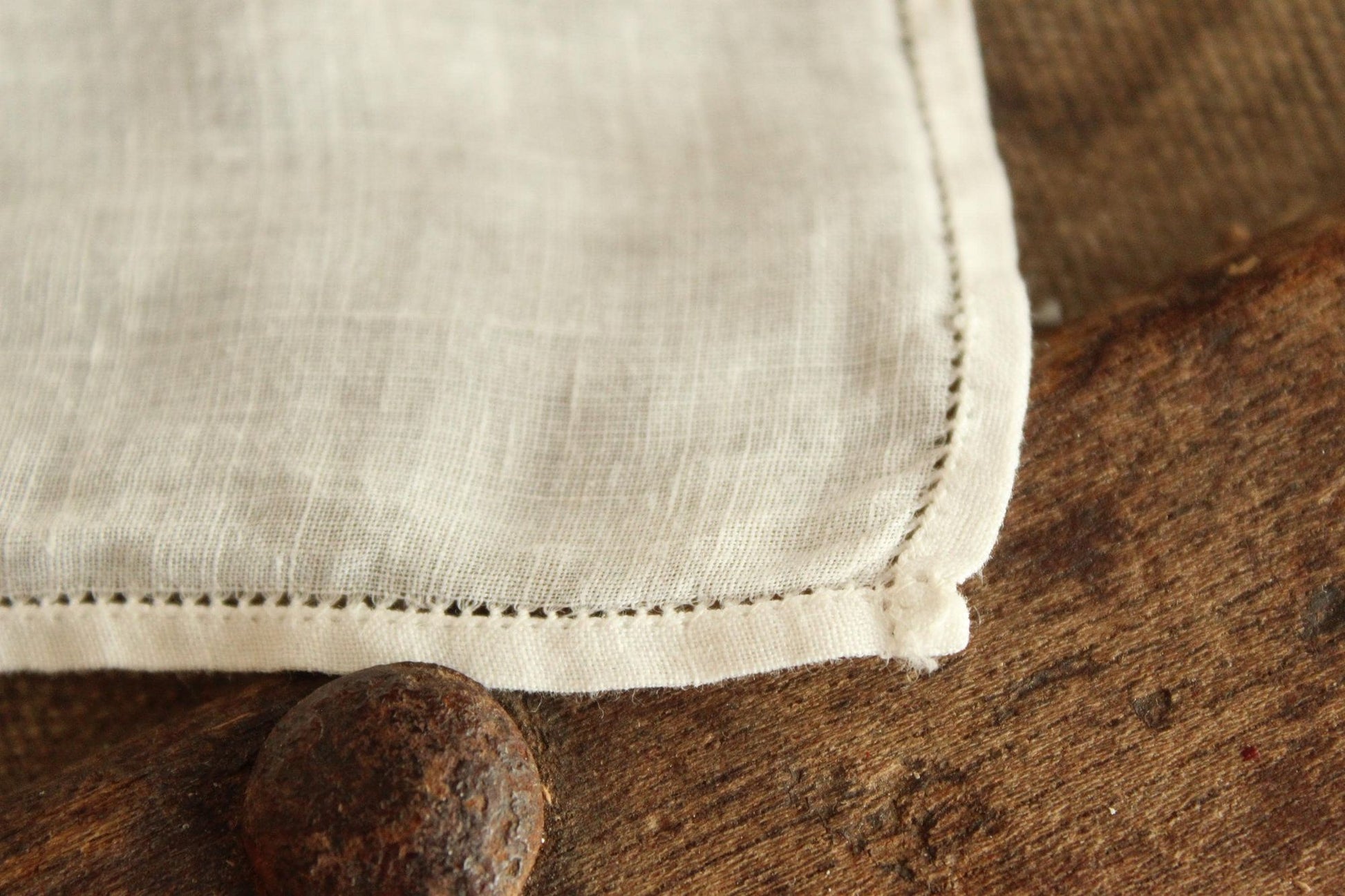 Vintage 1940s 1950s White Linen Handkerchief