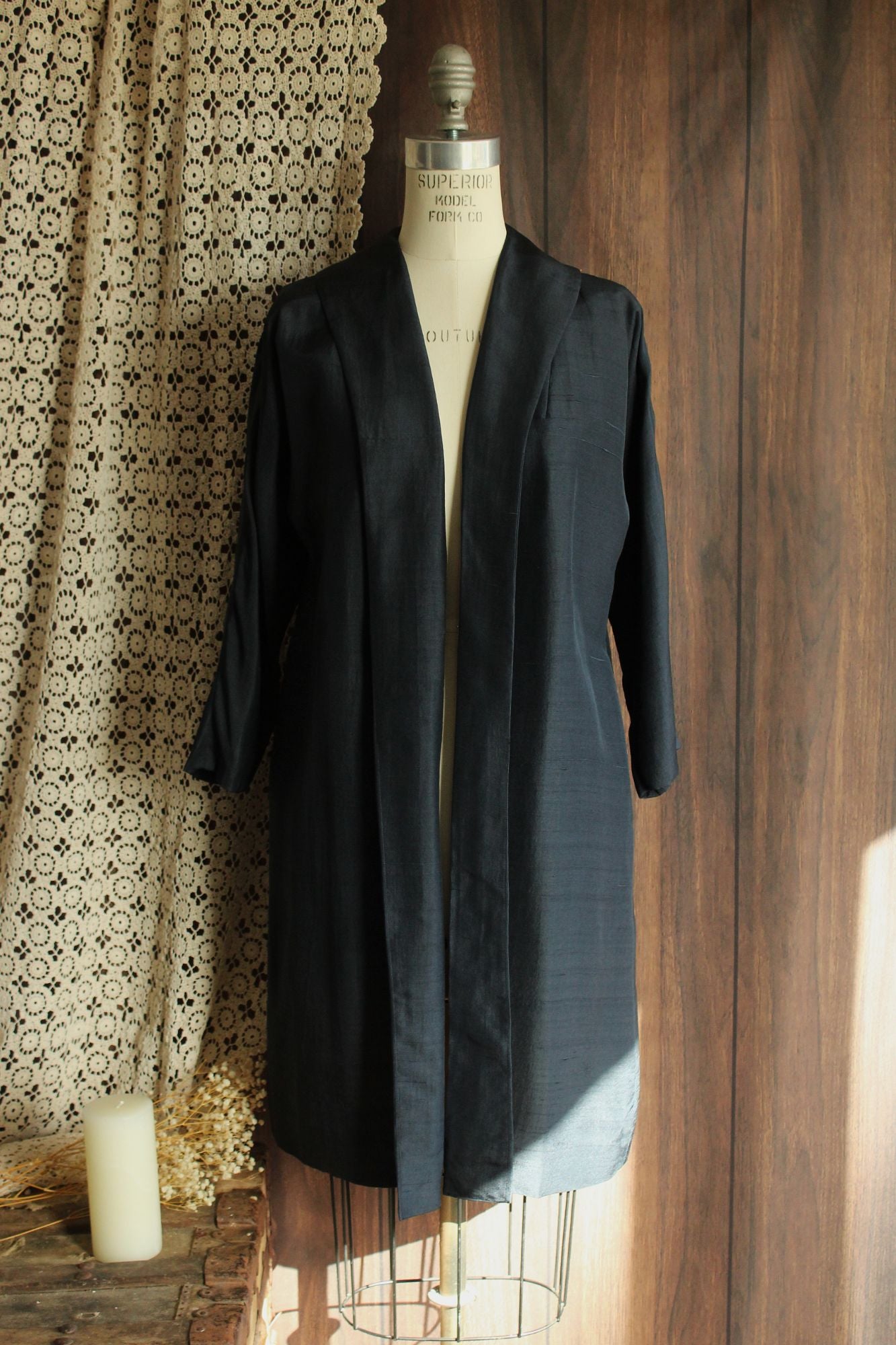 Vintage 1960s Cates Blue Black Silk Jacket