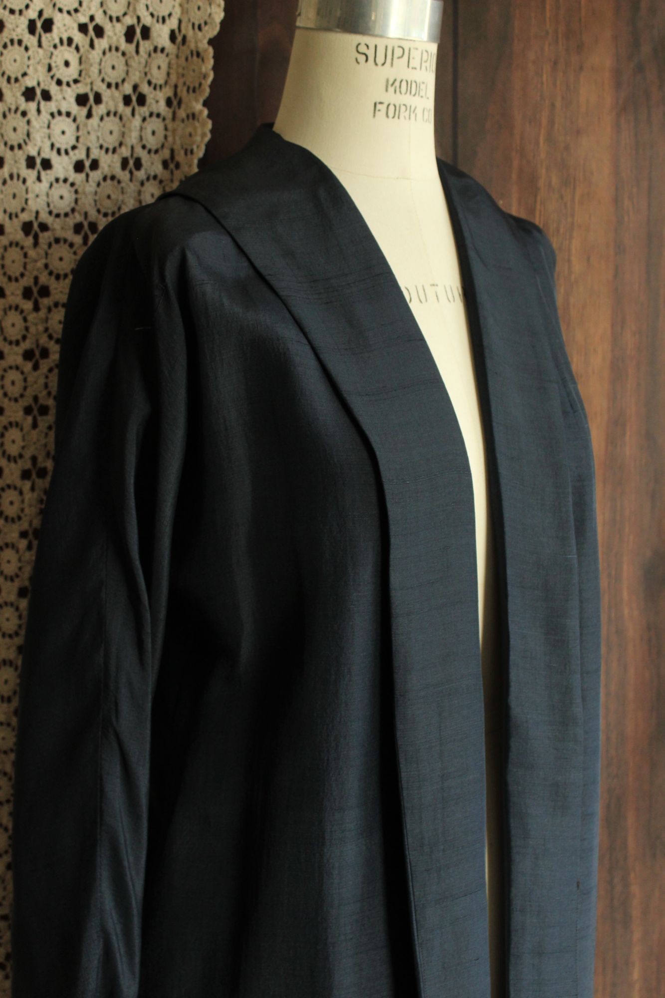 Vintage 1960s Cates Blue Black Silk Jacket