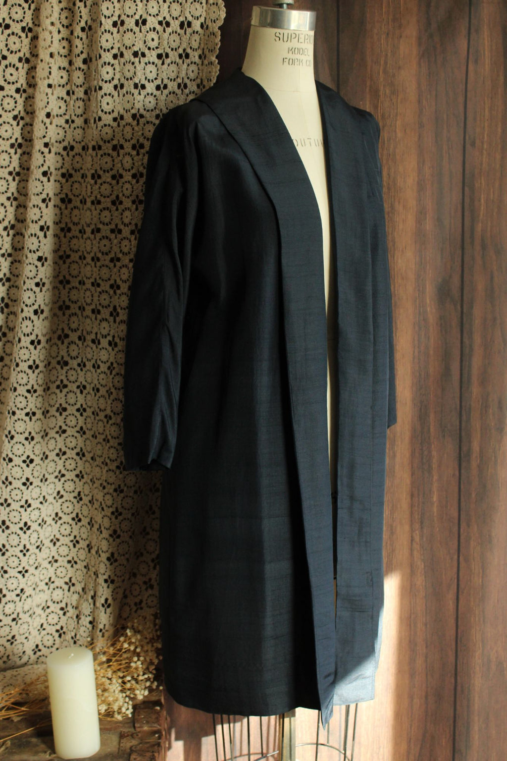 Vintage 1960s Cates Blue Black Silk Jacket