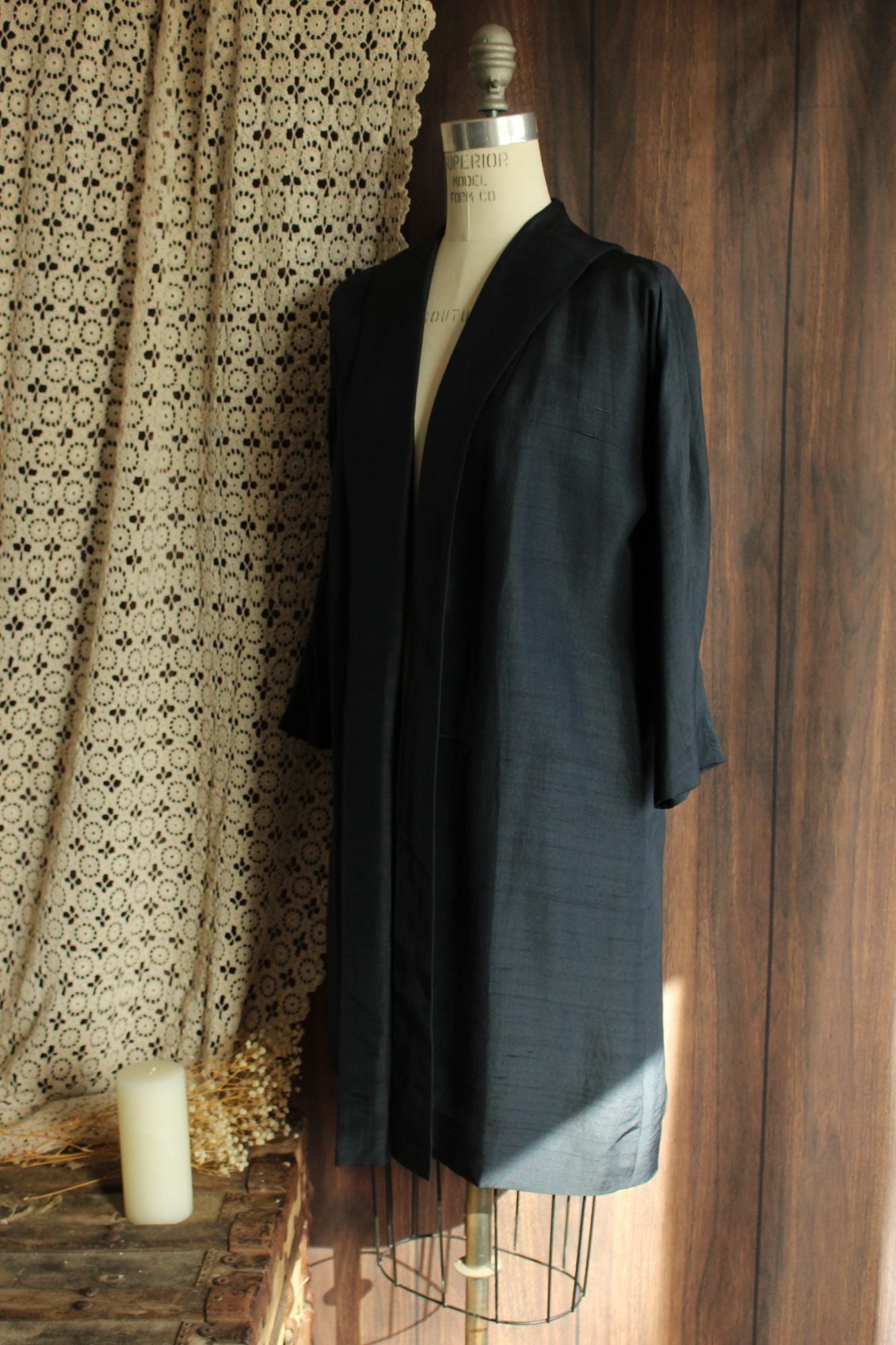 Vintage 1960s Cates Blue Black Silk Jacket