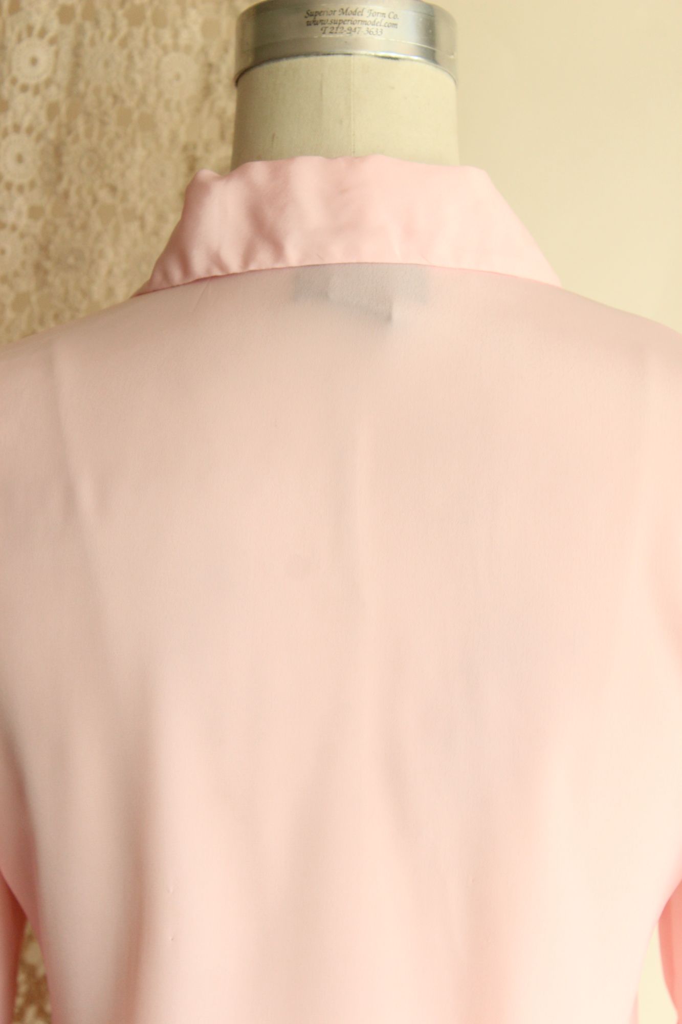 Vintage 1980s Blouse, Pink Dagger Collar with Pocket, Size 8