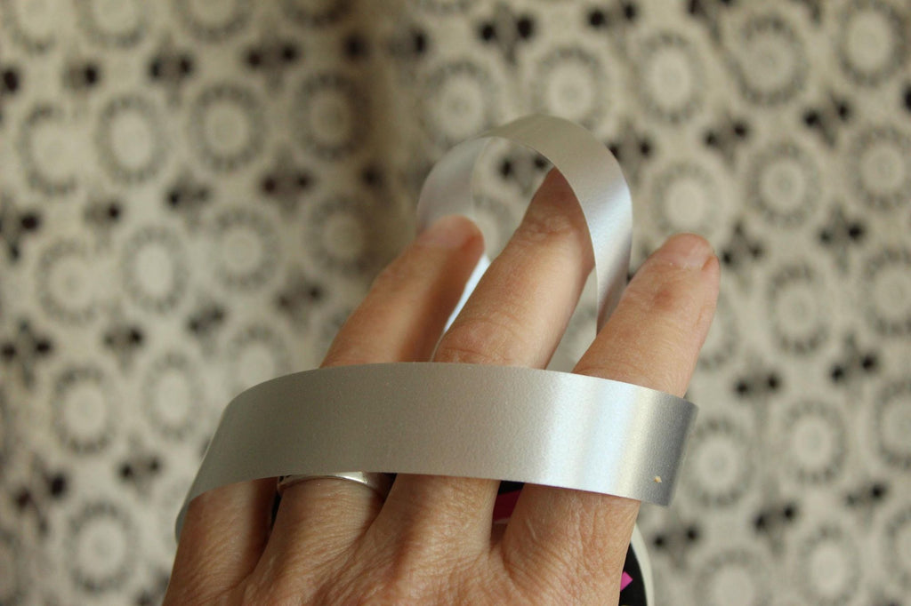 Vintage 1990s New Gif Tye Silver Ribbon, 3/4" Wide, Satin Finish, NOS